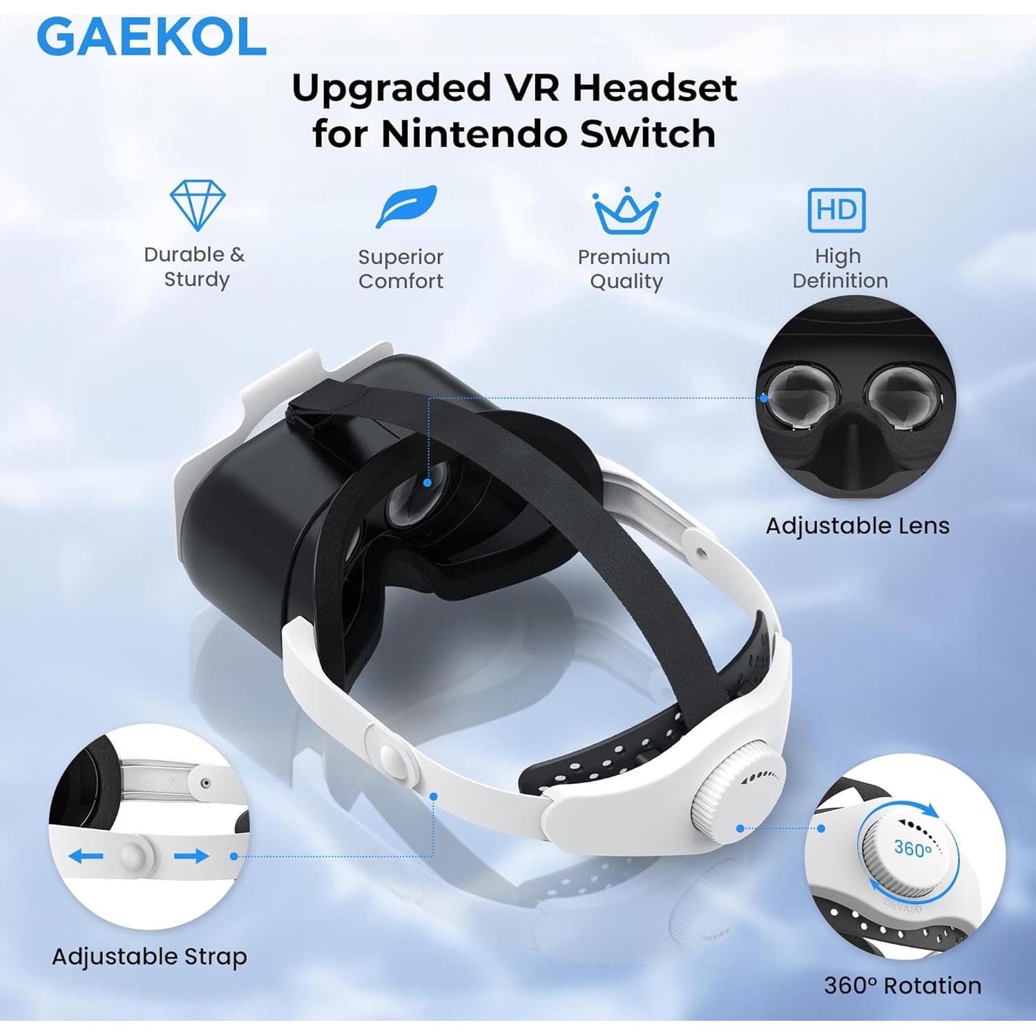 Auriculares VR GAEKOL para Nintendo Switch y OLED con correa Elite