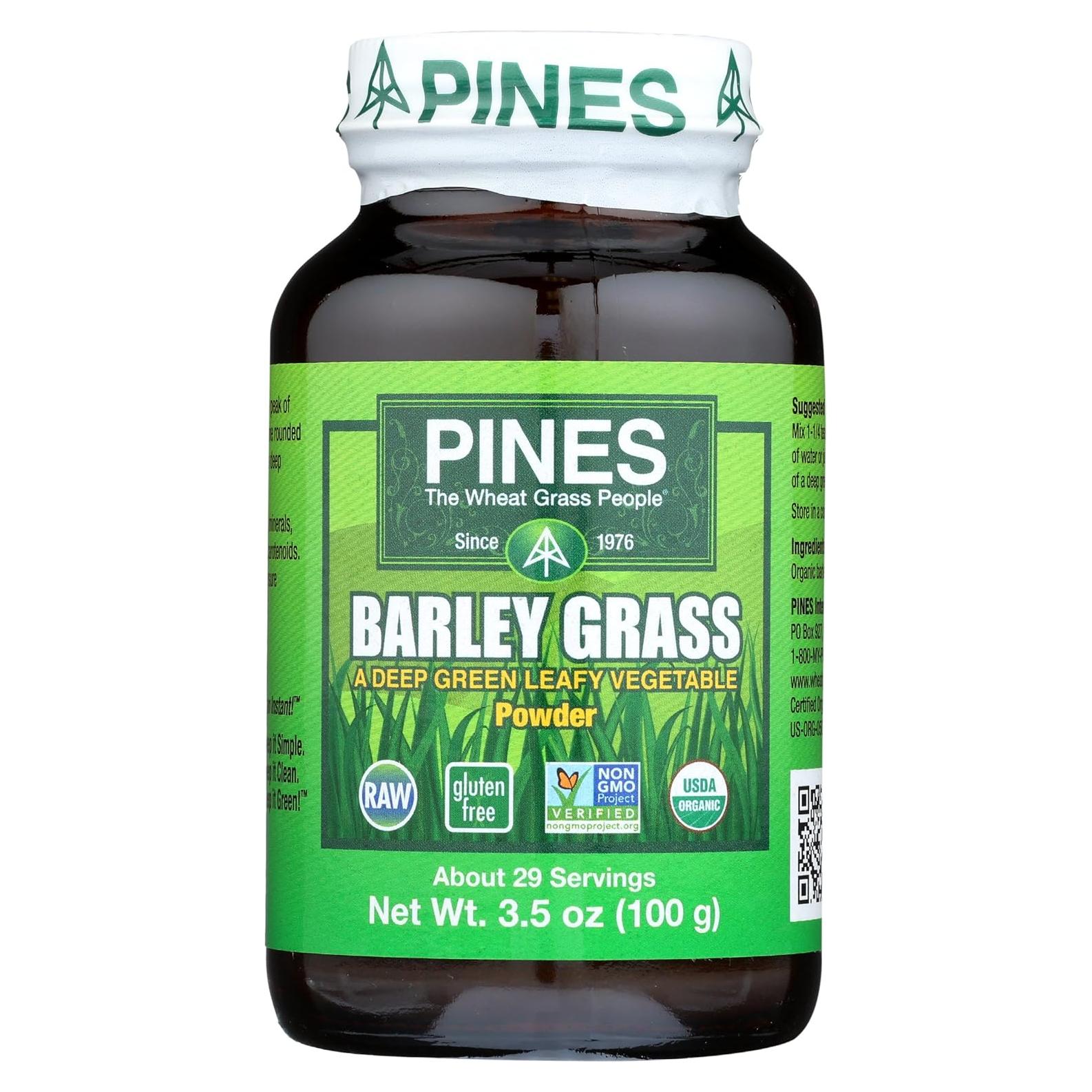 Polvo de Pasto de Cebada Orgánico PINES 99.22 g - Sin Gluten