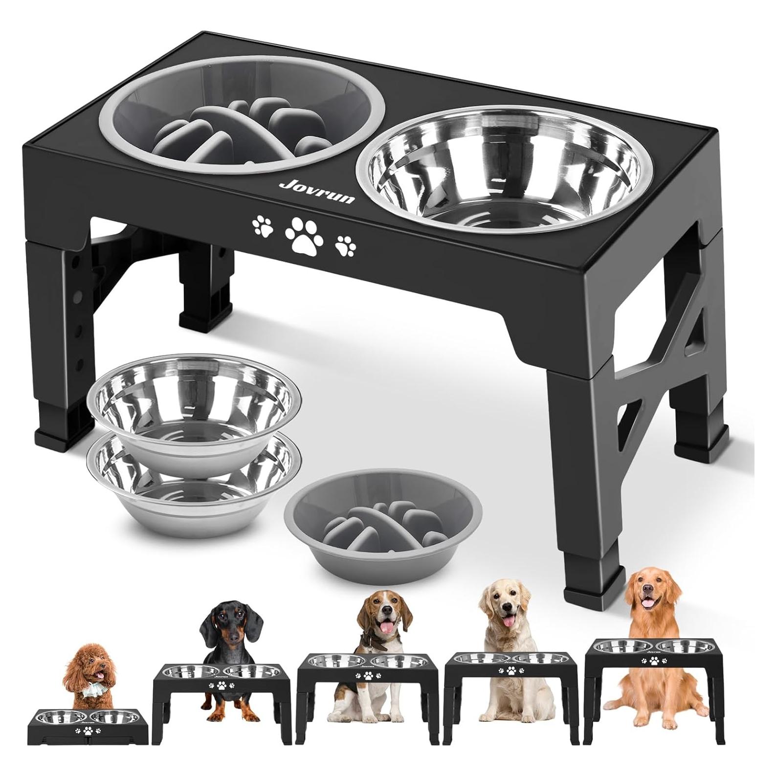 Cuencos Elevados para Perros Jovrun con 2 Platos Inoxidable