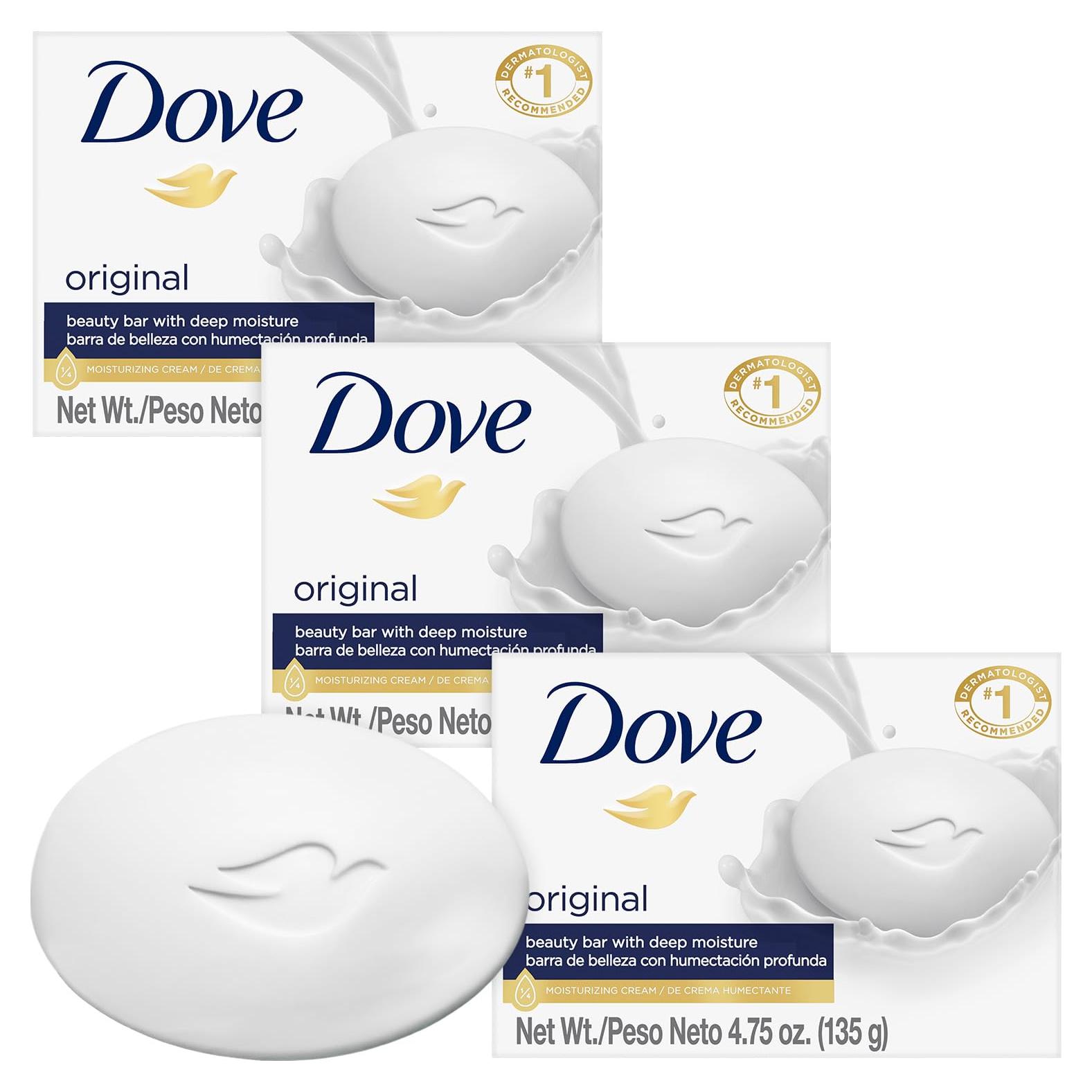 Jabón Dove Hidratante Original 3-Pack 134g - Cuerpo, Cara y Manos