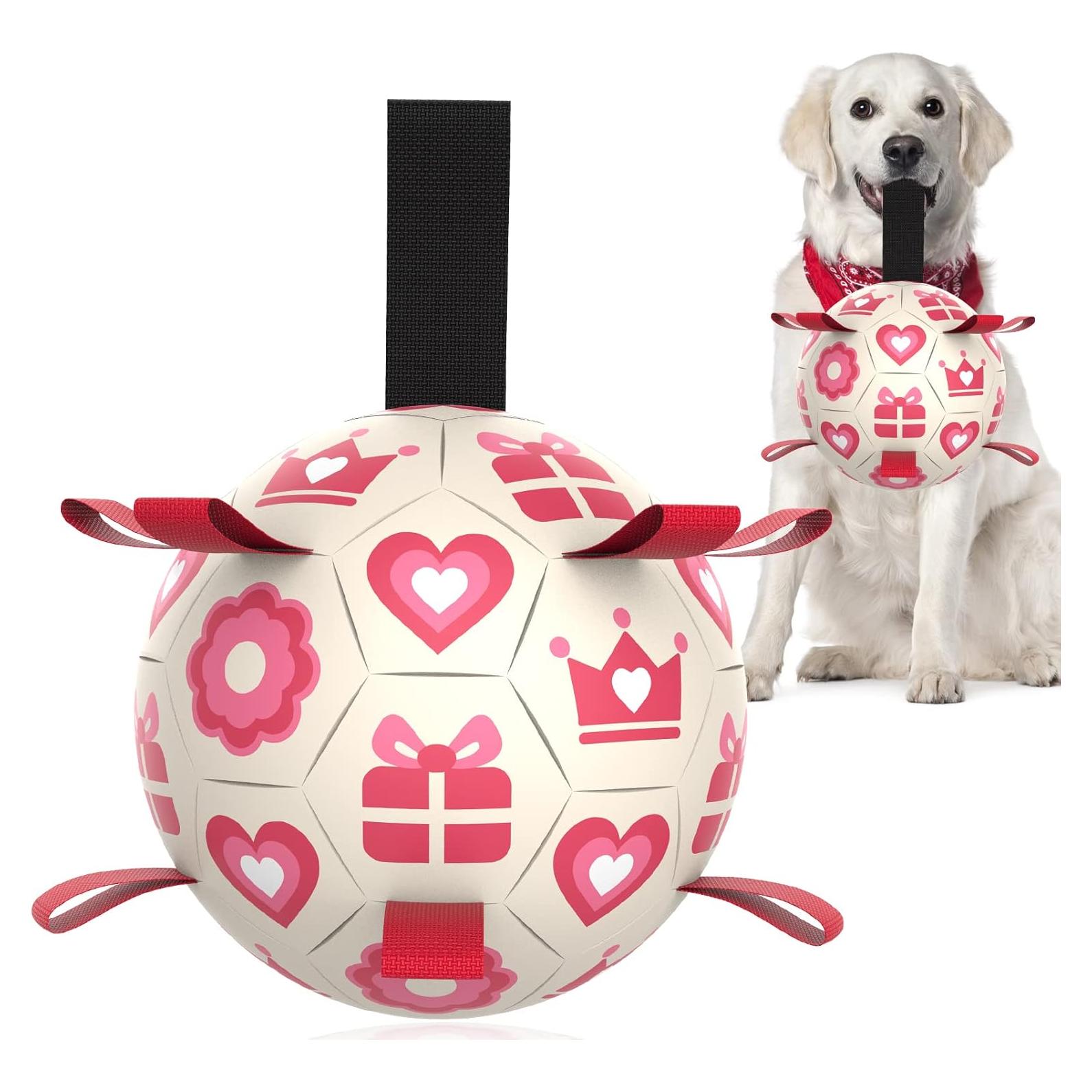 Pelota de Fútbol QDAN Rosa para Perros Medianos y Grandes