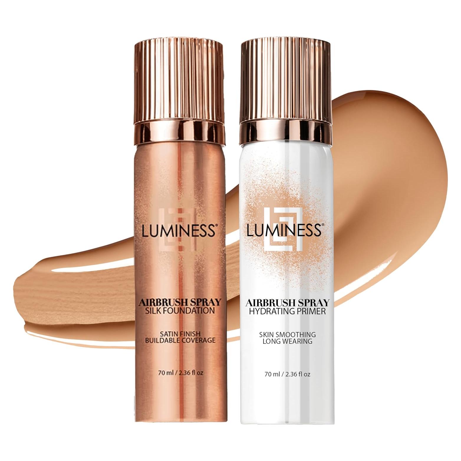 LUMINESS Kit Spray de Base de Seda y Primer Hidratante - Tono Medio Cálido