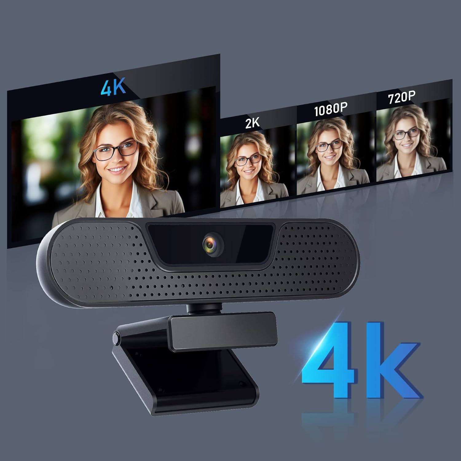 Cámara Web 4K VIZOLINK W8GS con 4 Micrófonos y Trípode