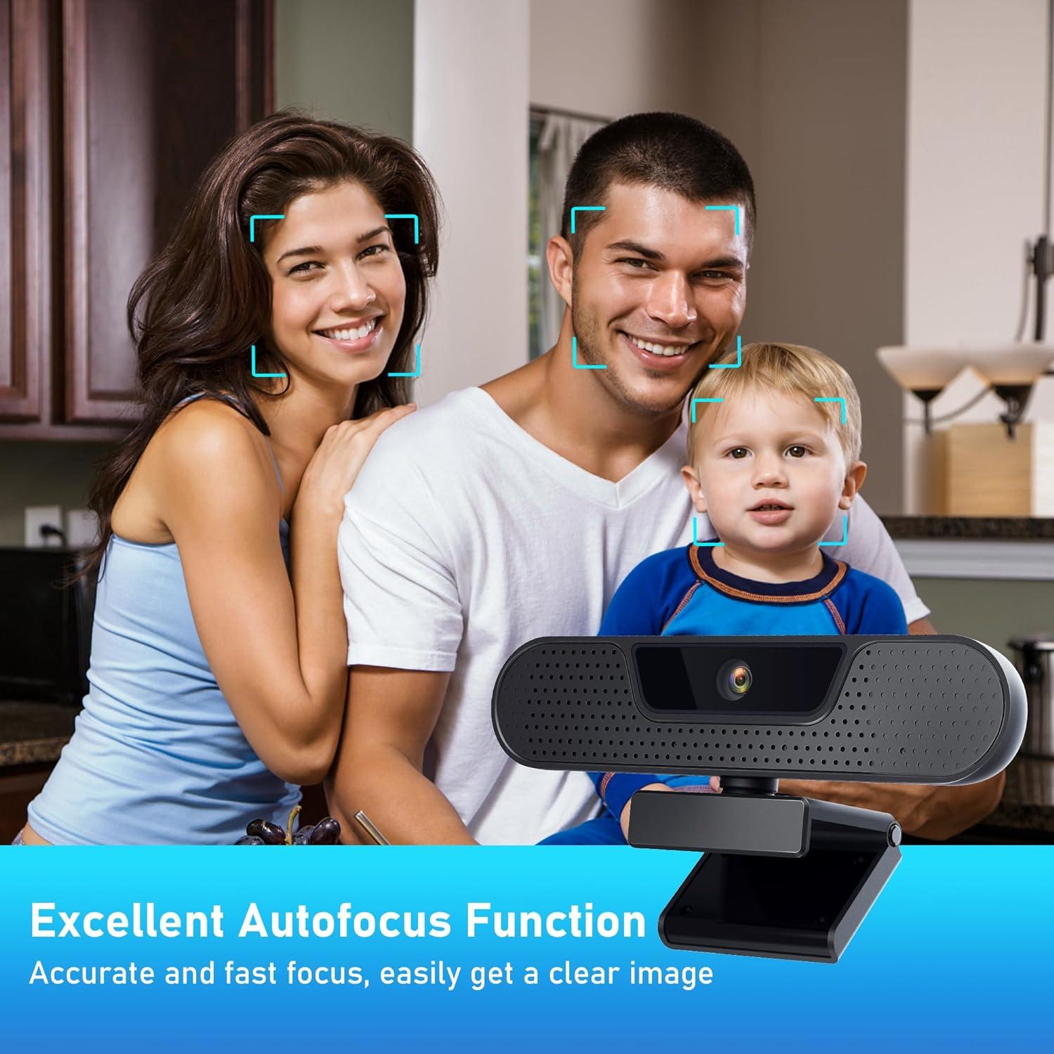 Cámara Web 4K VIZOLINK W8GS con 4 Micrófonos y Trípode