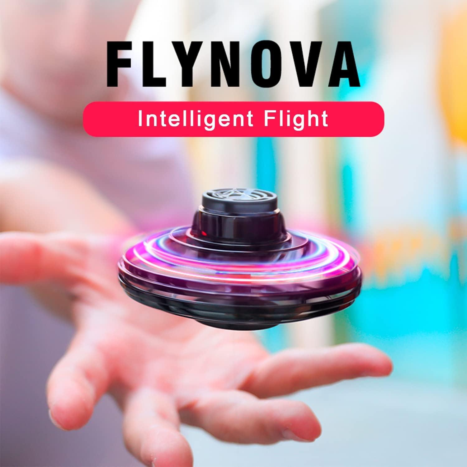 Drone Mini FLYNOVA Negro, Juguete Volador LED 8 cm