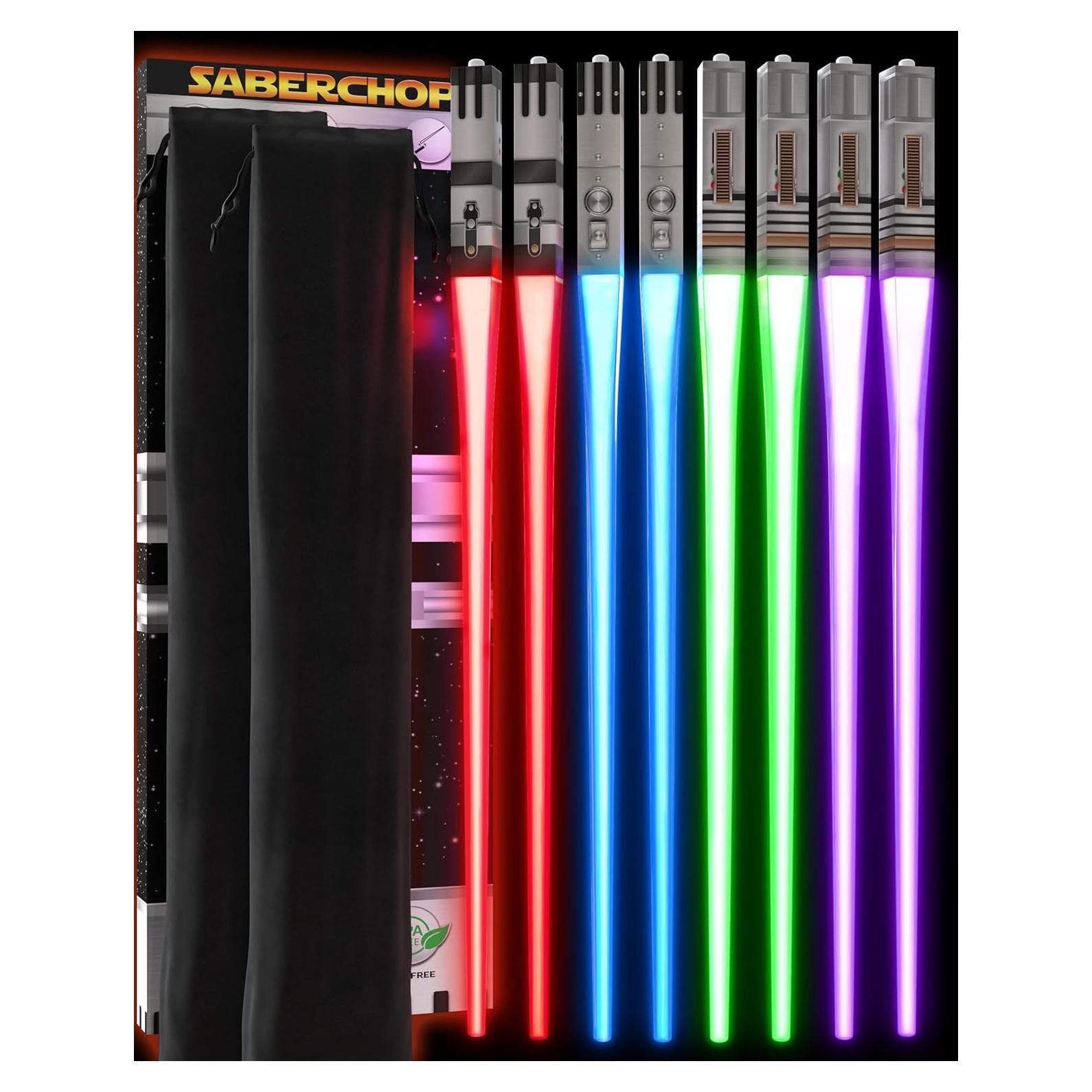 Palillos LED Star Wars Sable de Luz 4 Pares Reutilizables