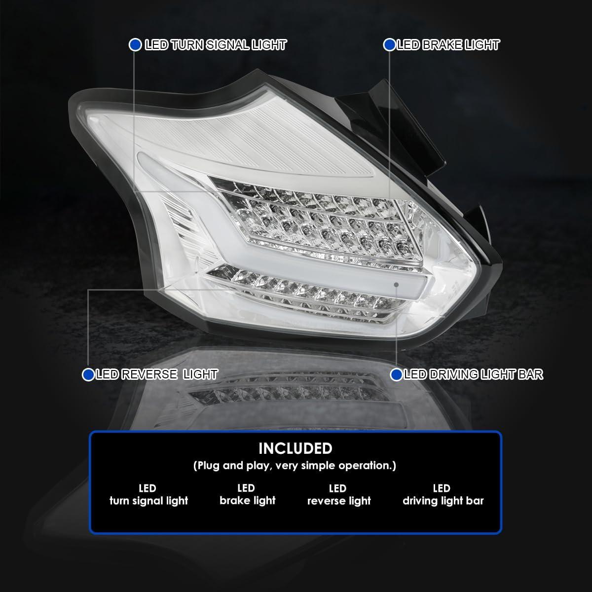 Espejo D Ajuste LED Cromado para Ford Focus 2015-2018