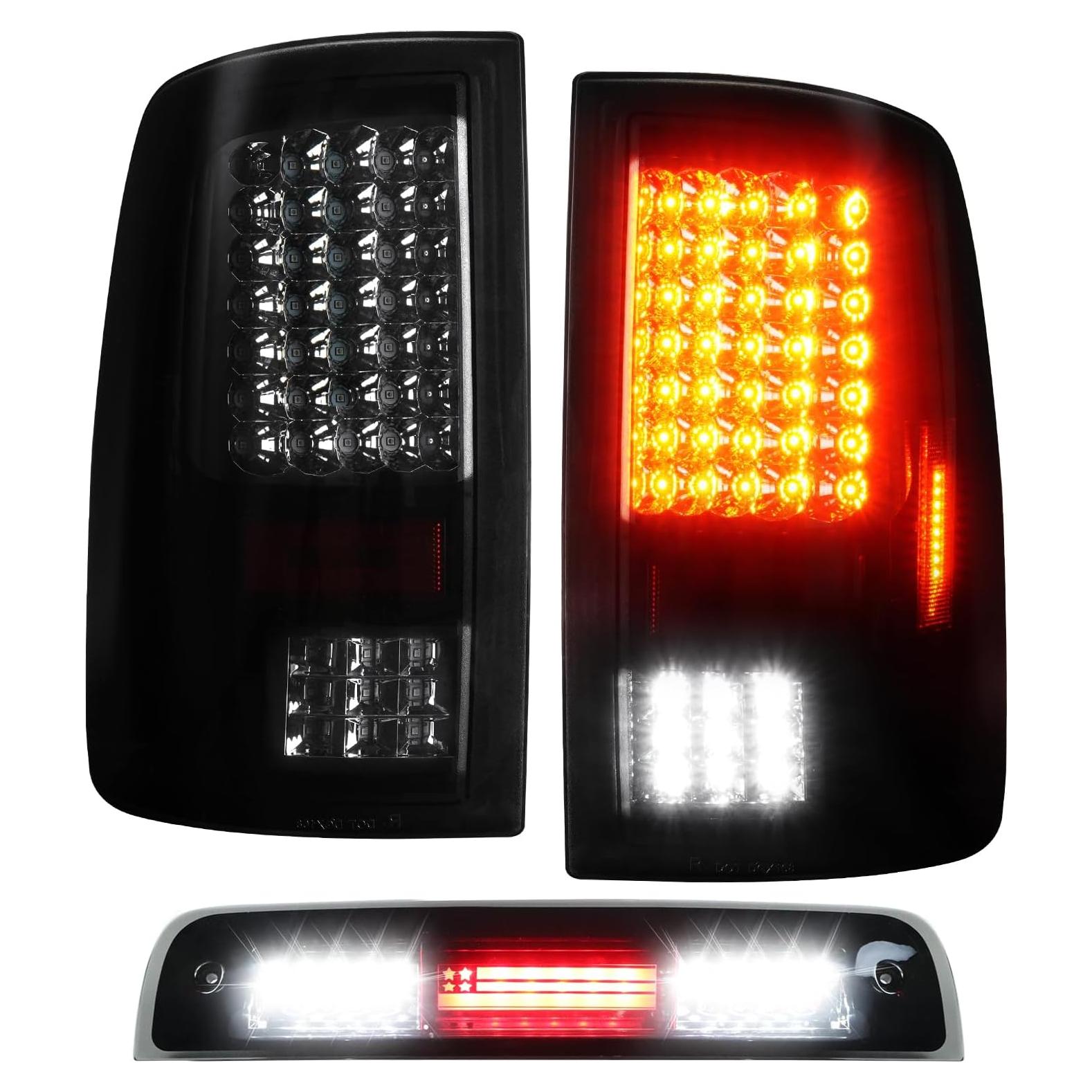 Conjunto de Luces Traseras y 3ra Luz de Freno ILONPA para Dodge Ram 2009-2018