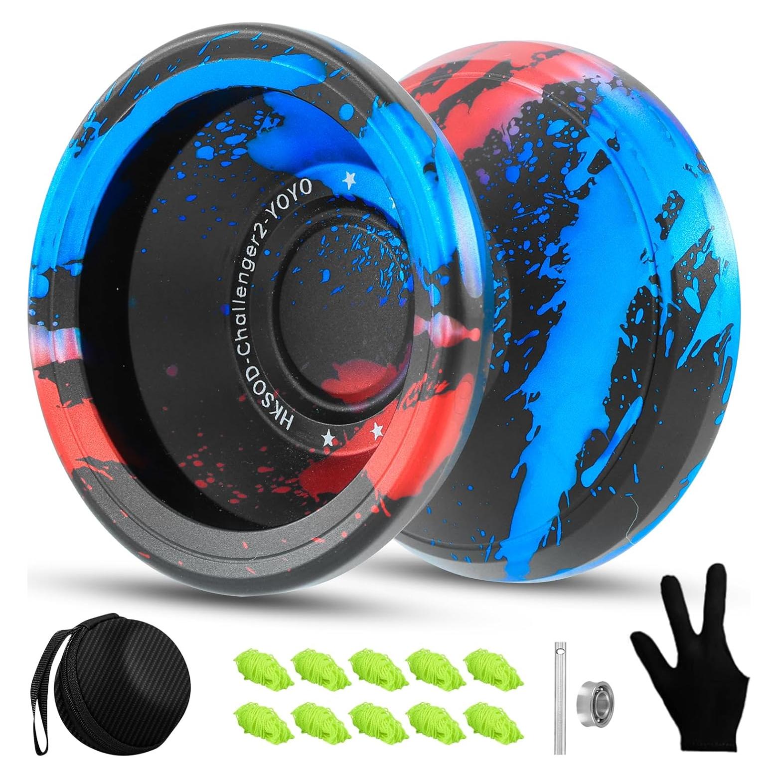 Yo-Yo Profesional HKSOD Metal 64g para Trucos - Negro Azul Rojo