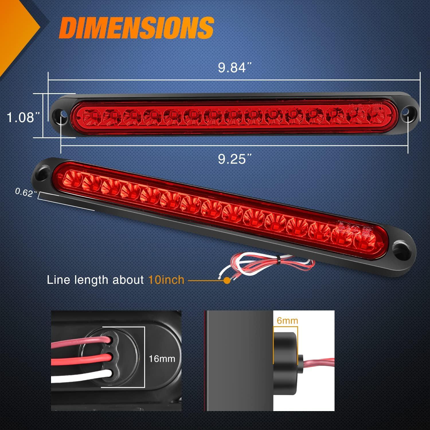 Barra de Luz LED Nilight 10 Pulgadas Rojo 15 LEDs IP67