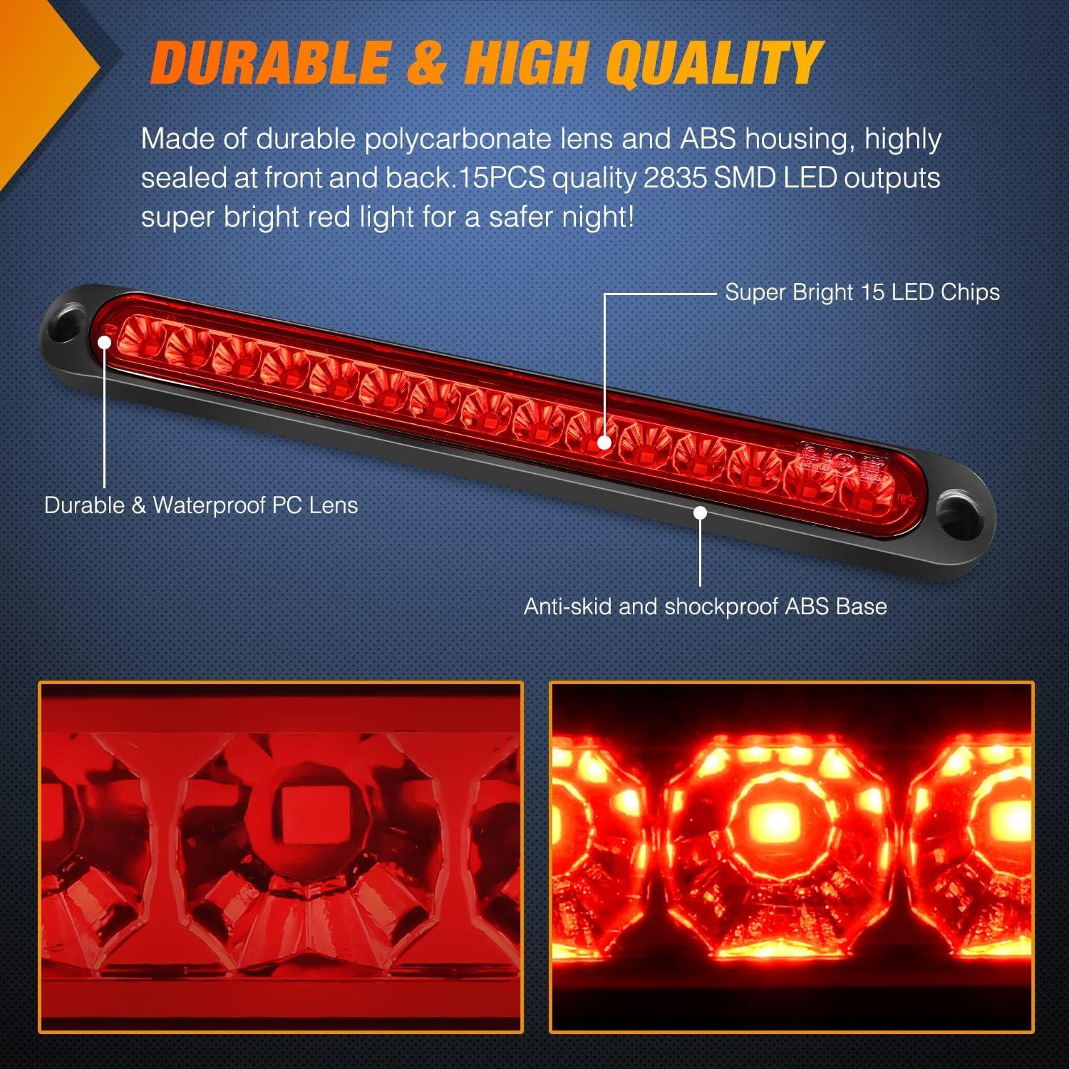 Barra de Luz LED Nilight 10 Pulgadas Rojo 15 LEDs IP67