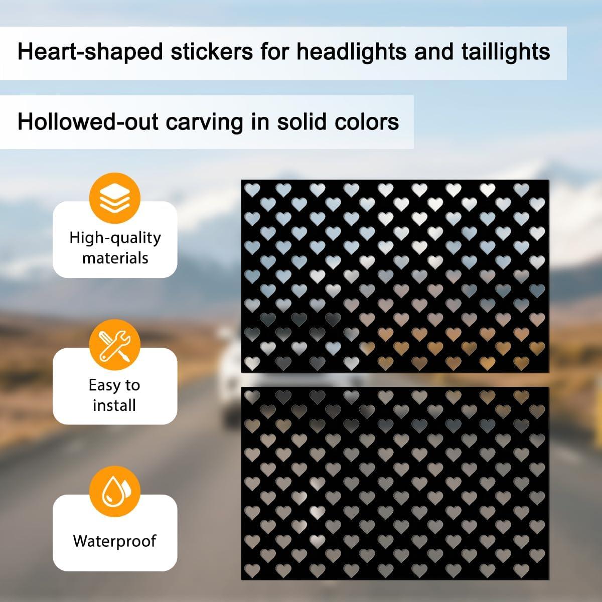 Calcomanías de Luz Trasera Zpana 2PCS Corazón Negro 48x30cm