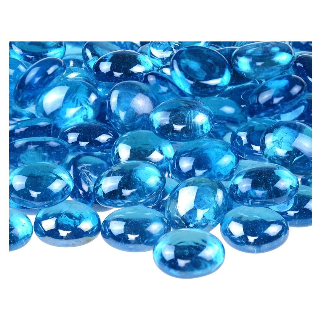 Gemas de vidrio plano KINGOU 0,45 kg Azul aqua 17-20 mm