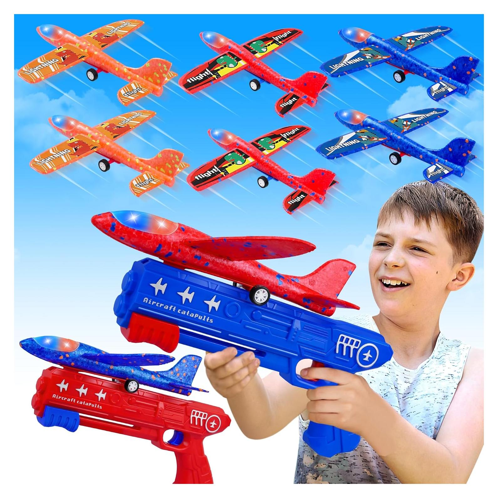 Paquete de 6 Juguetes Lanzadores de Aviones LED - LJZJ