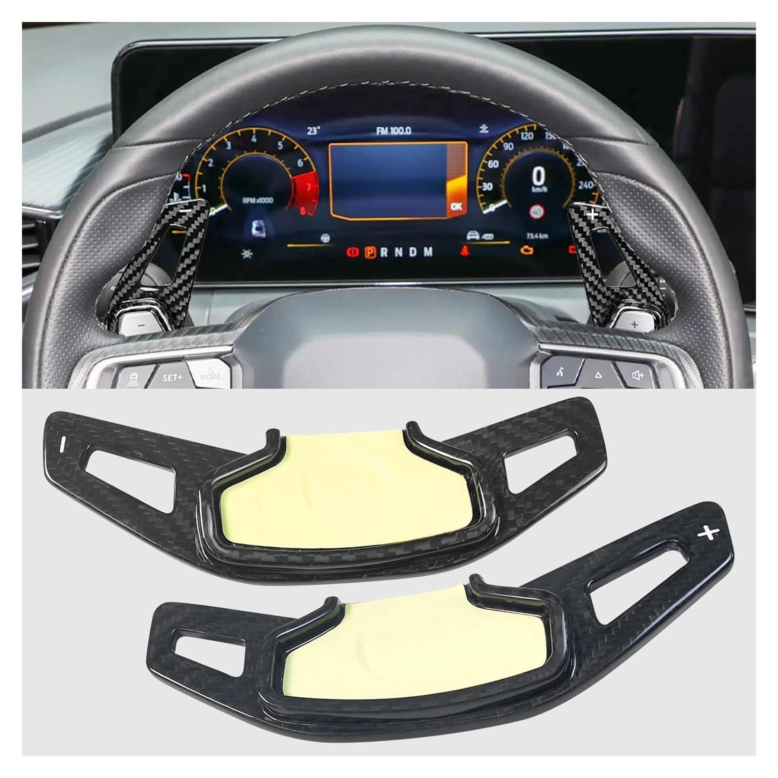 Cubiertas de Palanca de Cambio BLAKAYA para Ford Mustang 2024 - Fibra de Carbono (Negro, 2 Piezas)