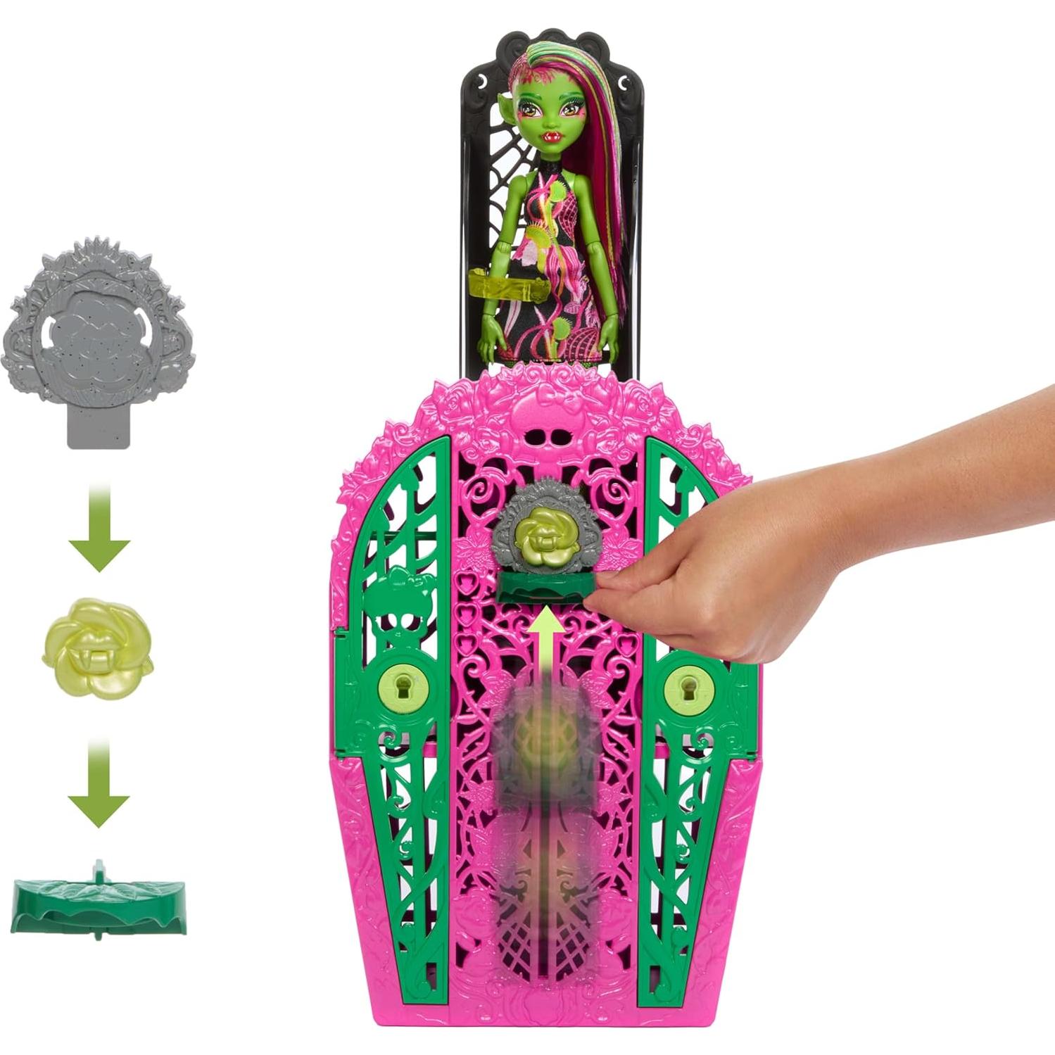 Muñeca Monster High Venus McFlytrap con Armario y 19 Sorpresas