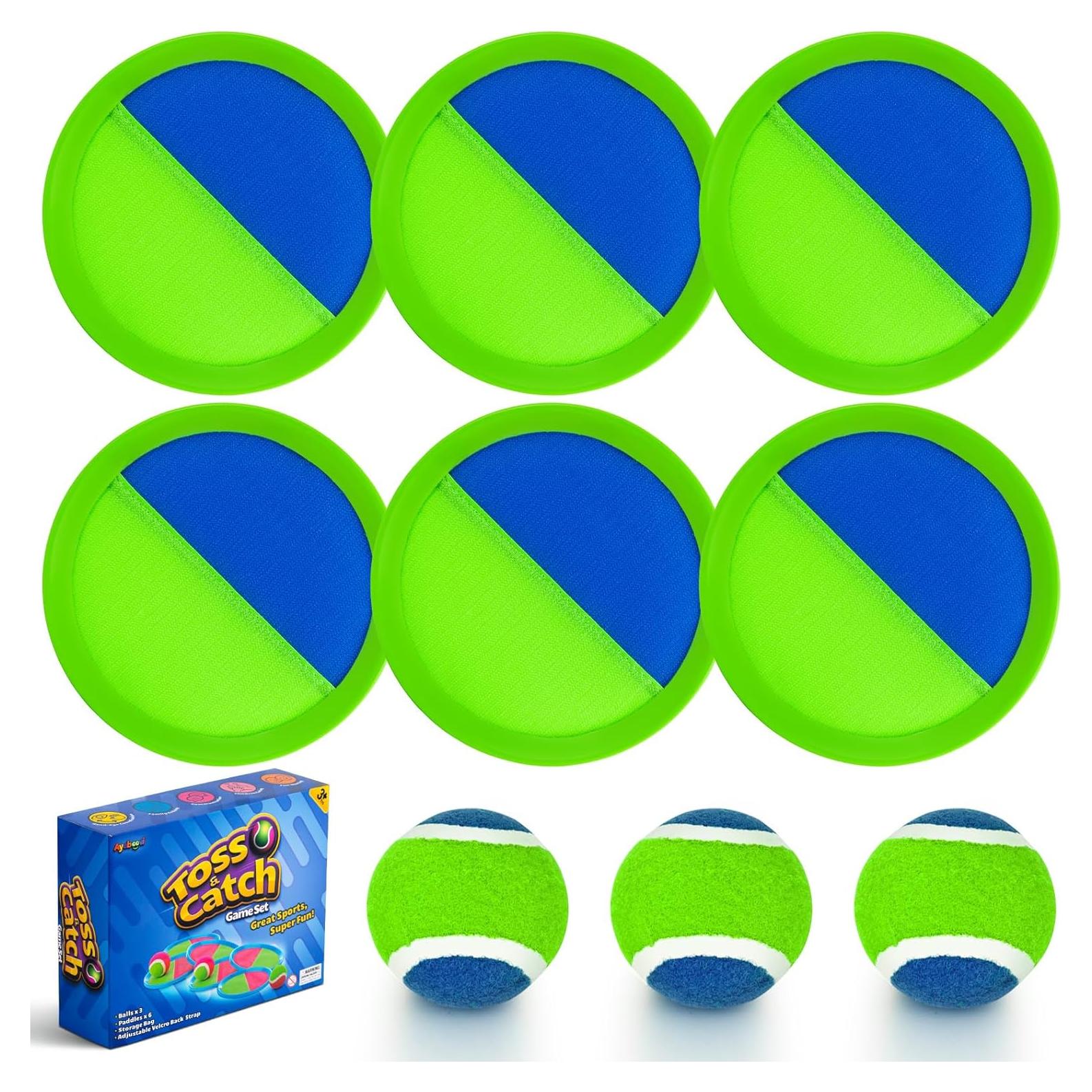 Juego de Lanzar y Atrapar Ayeboovi 6 Palas 3 Pelotas