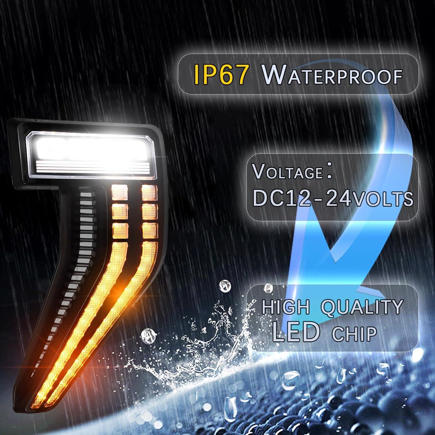 Lámpara de Marcador Lateral PGTOPONE para Ford F150 Raptor 2020-2023