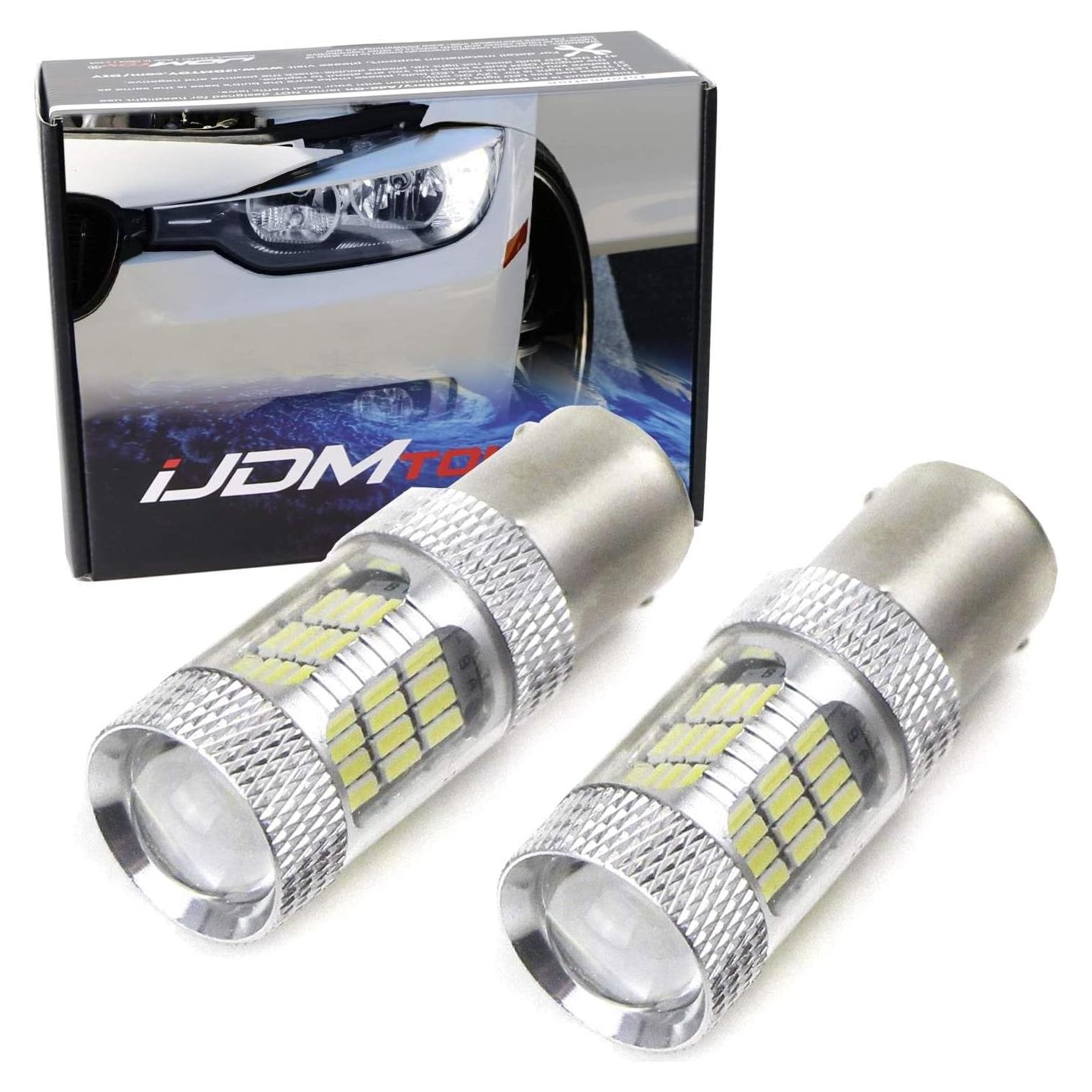 Bombillas LED iJDMTOY 54-SMD 7507 PY21W Canbus Blancas para BMW