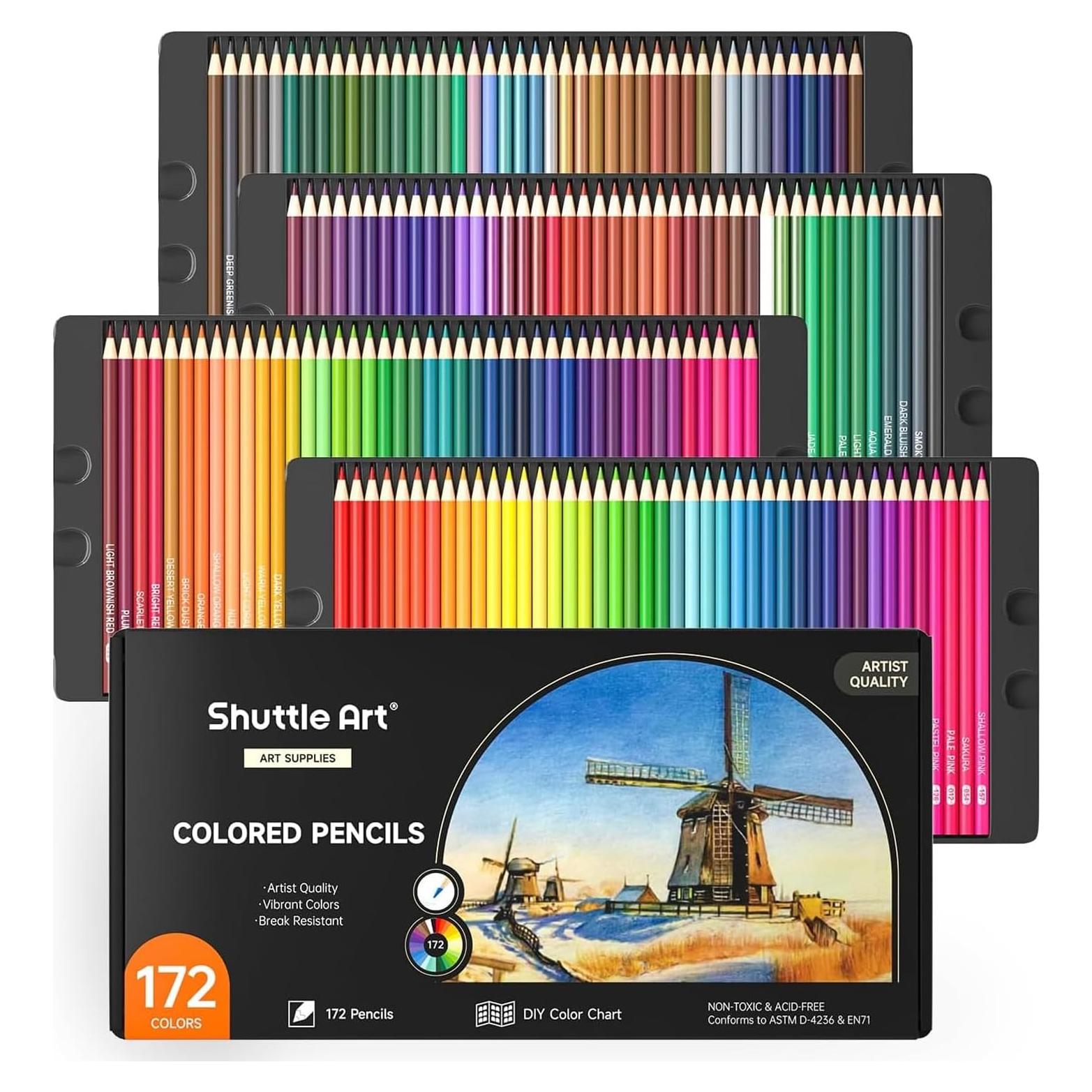 Set de 172 Lápices de Colores Shuttle Art - Suave y Vibrante