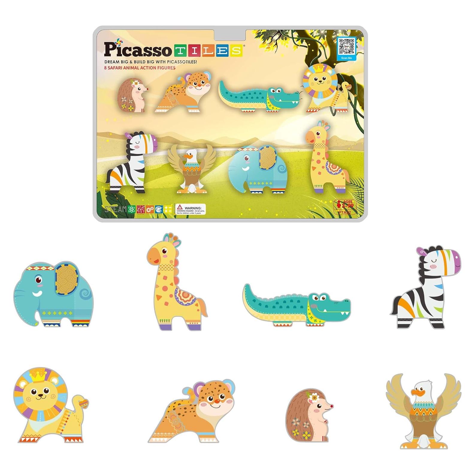 PicassoTiles Bloques Magnéticos Safari 8 Figuras 0.22 kg