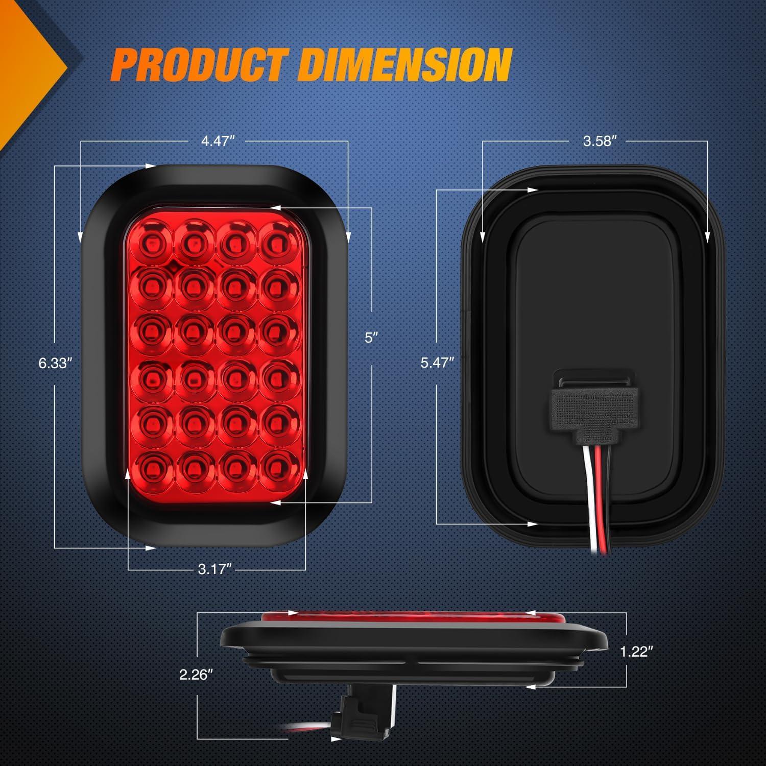 Luz Trasera Rectangular Nilight TL-290R 24 LED Rojo IP67