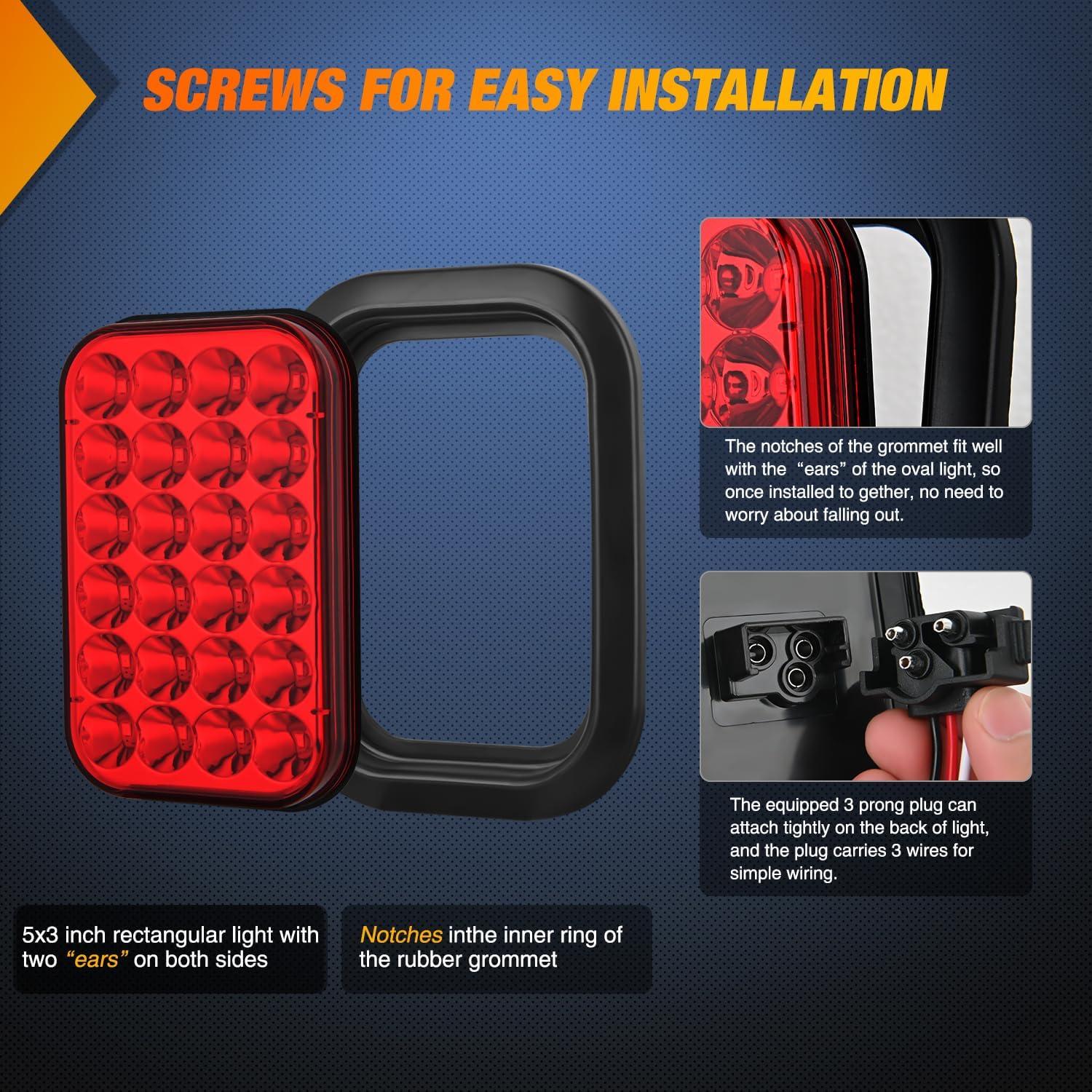 Luz Trasera Rectangular Nilight TL-290R 24 LED Rojo IP67