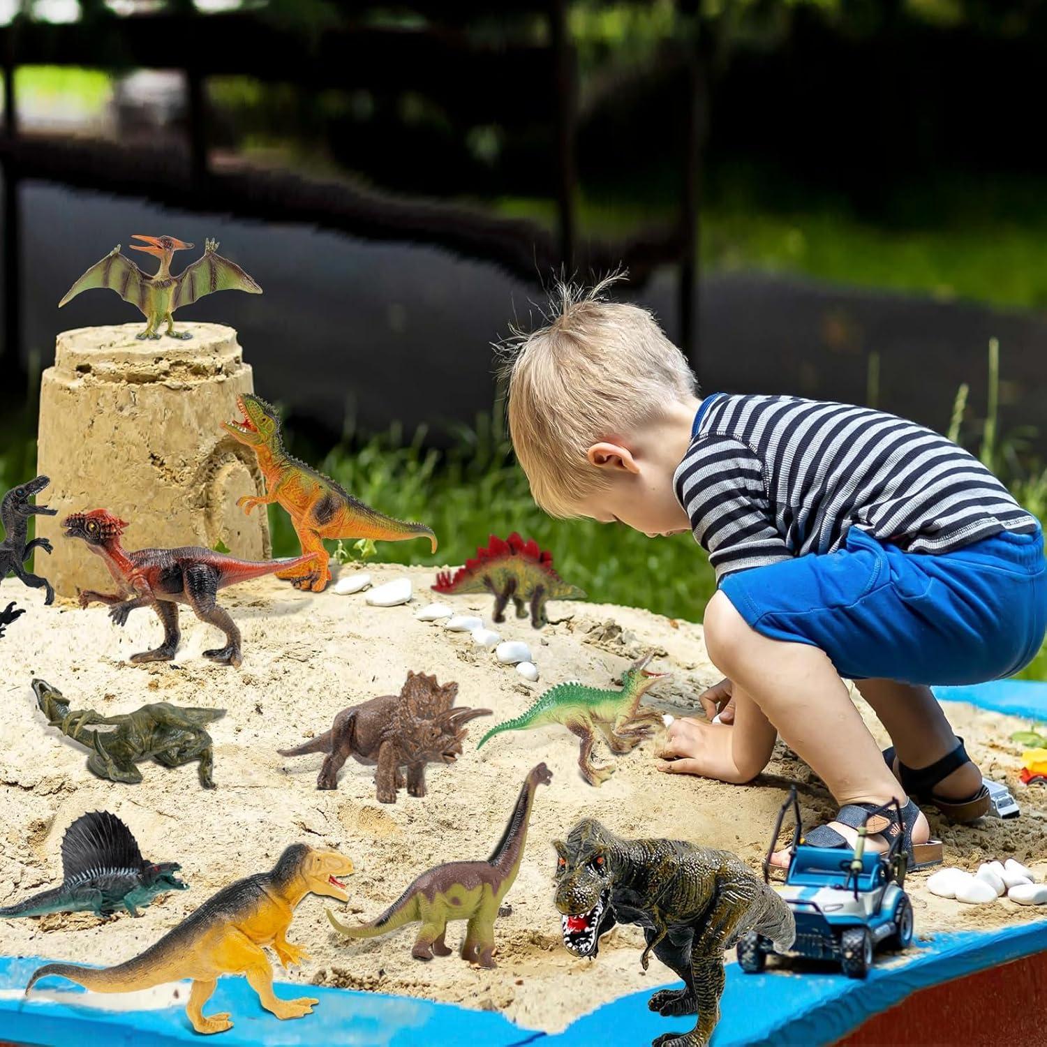 OuMuaMua Set de 12 Figuras de Dinosaurios Realistas