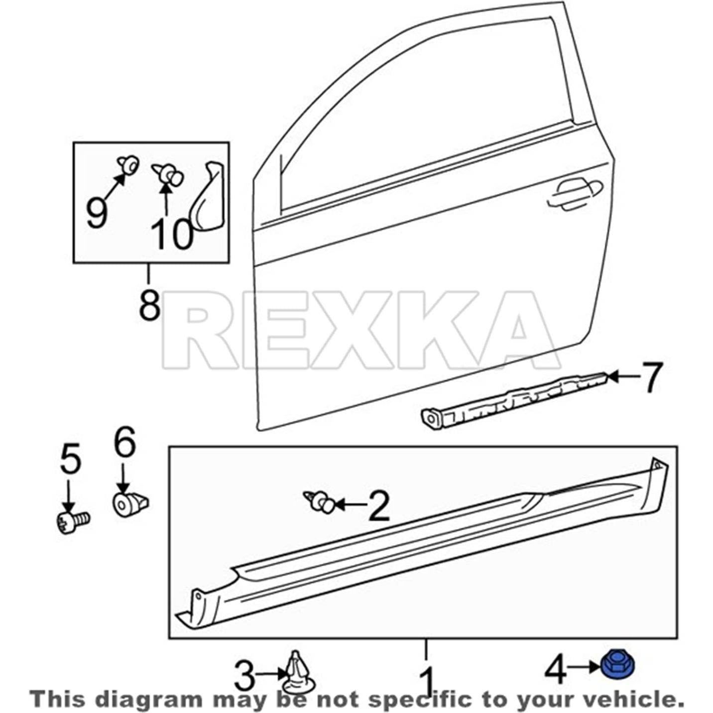 Clips de Retención de Guardabarros Rexka 10 Pcs para Toyota