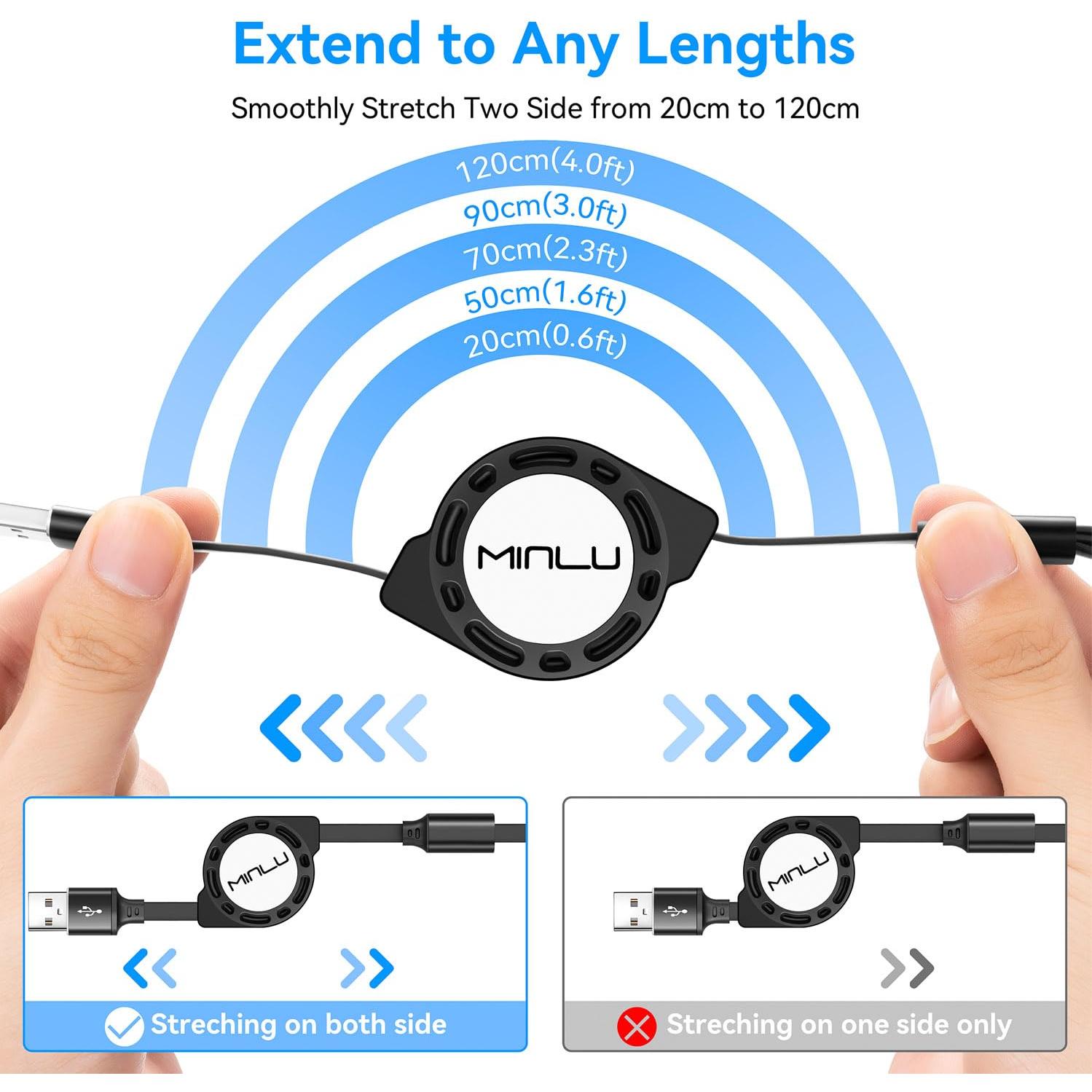 Cable de Carga Múltiple Minlu 3 en 1 4 pies Carga Rápida