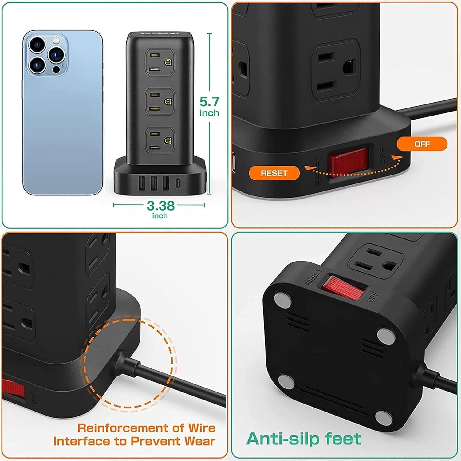 Regleta de Extensión SMALLRT 12 AC 4 USB Carga Rápida 3A