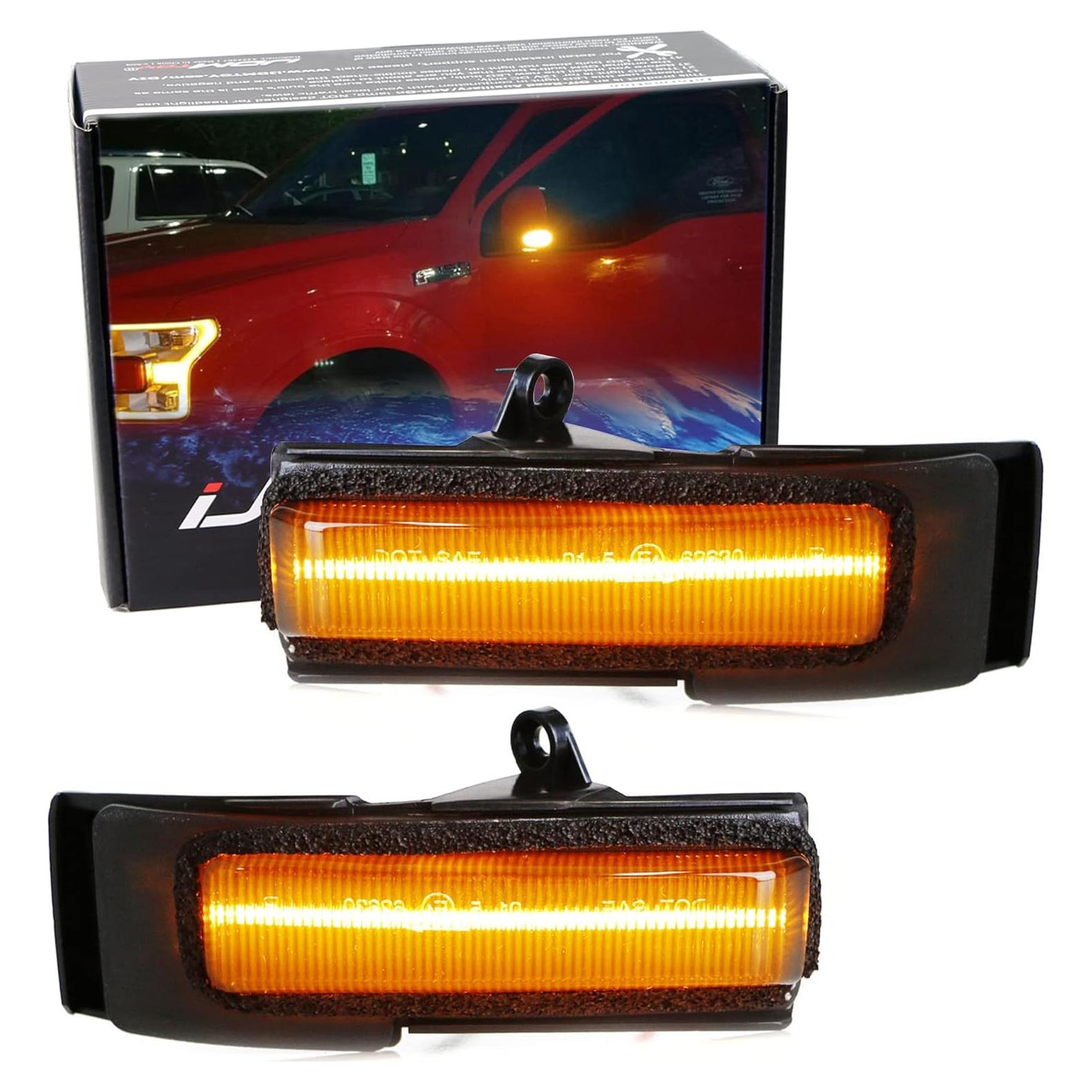 Luz LED Ámbar Lente Ahumada Espejo Lateral iJDMTOY Ford F150 2015-2020