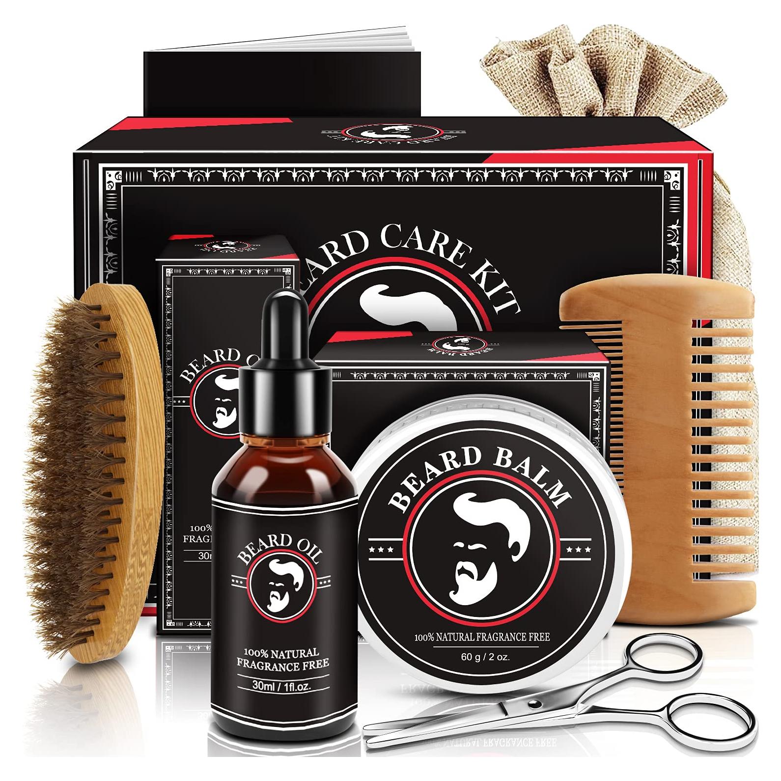 Kit de Cuidado de Barba ABUDICS - Aceite, Balsamo, Cepillo