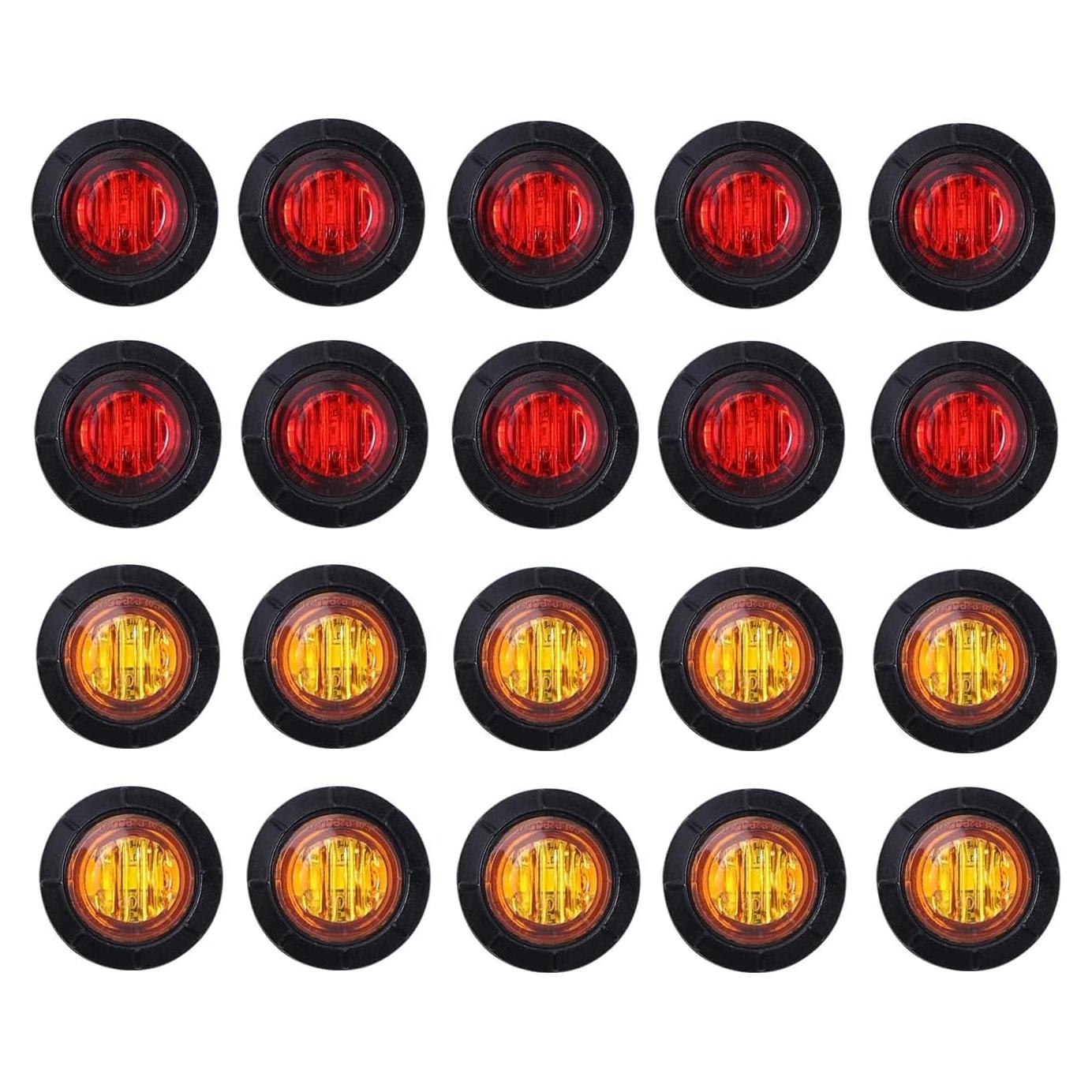 Luces de Marcador LED TMH 20 pcs 3/4" Ámbar y Rojo
