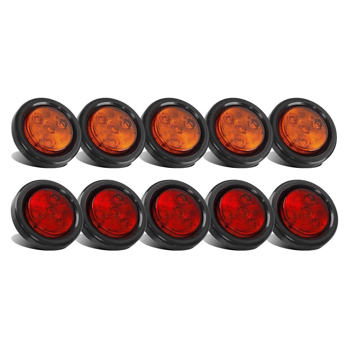 Partsam Luz Marcadora Lateral LED 10Pack 2" Ámbar y Rojo