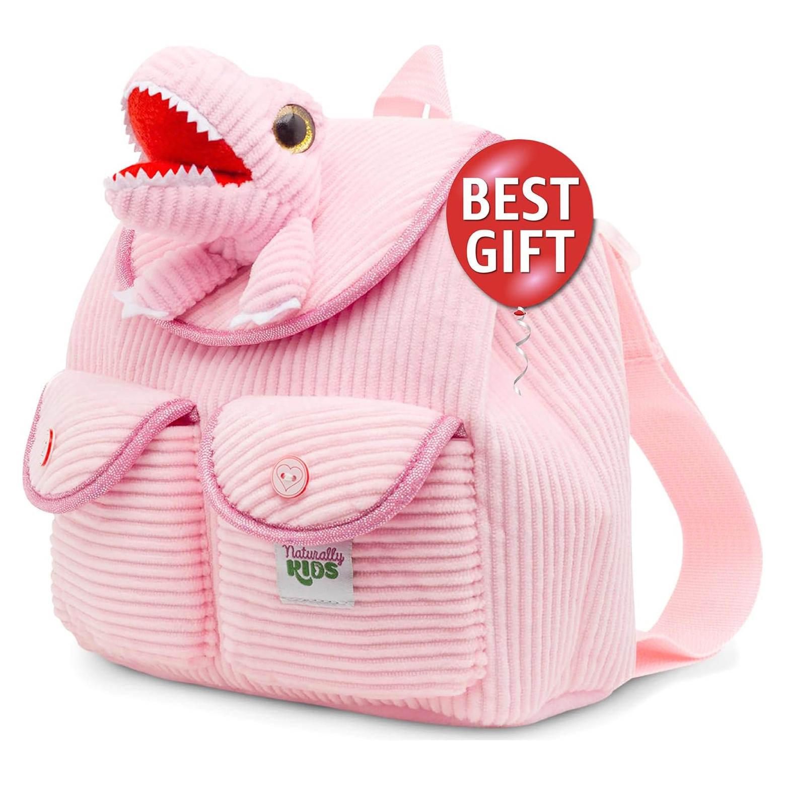 Mochila Mini Dinosaurio Rosa Naturally KIDS 17,78x15,24cm