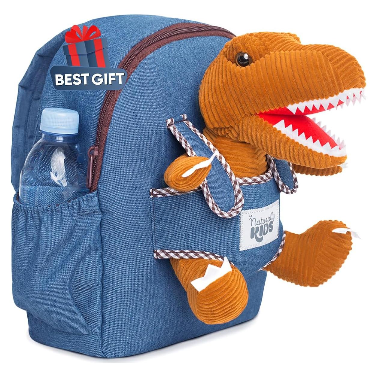 Mochila Dinosaurio Naturally Kids con Juguete 29x25x8 cm