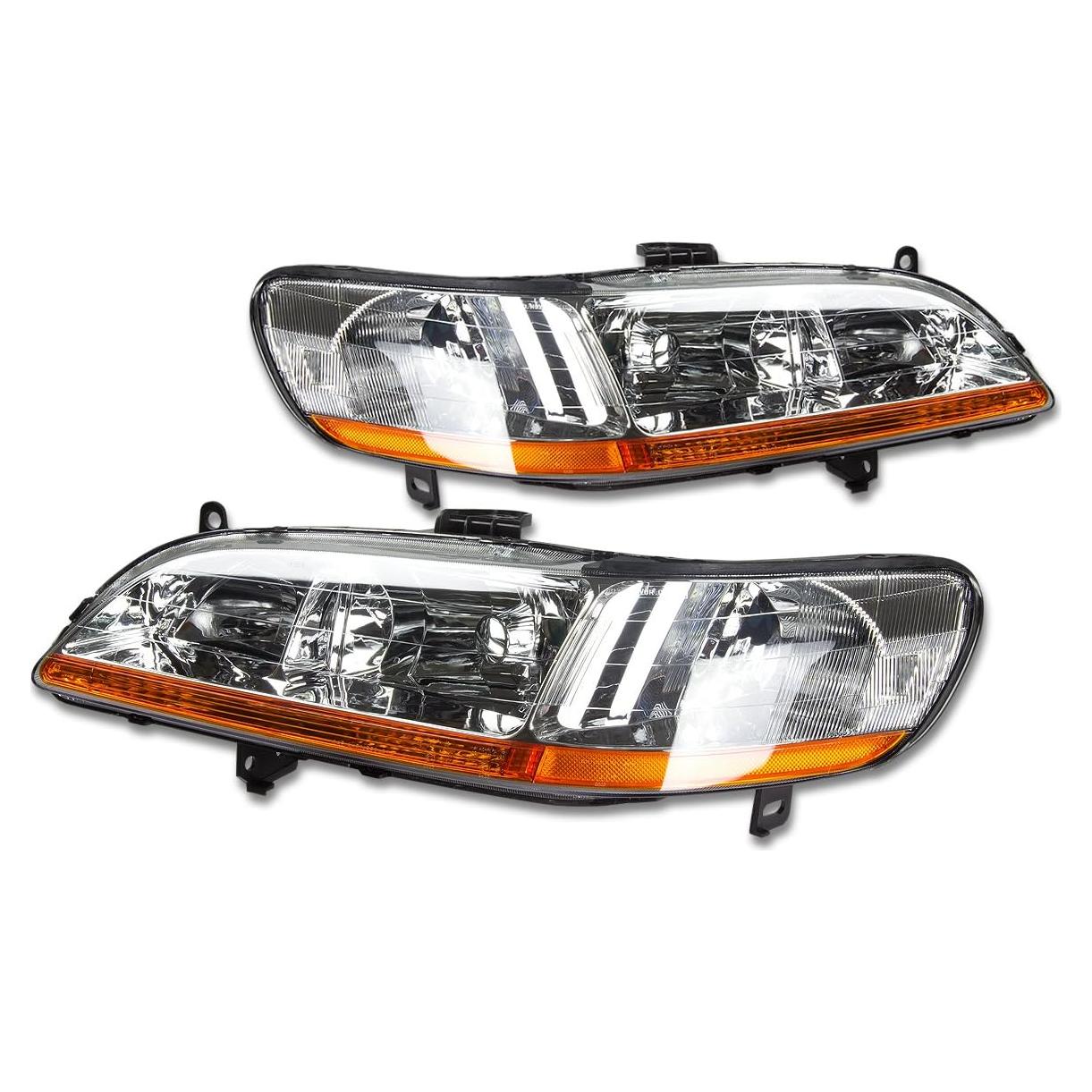 Faros LED DNA MOTORING para Honda Accord 98-02 Cromo/Ámbar