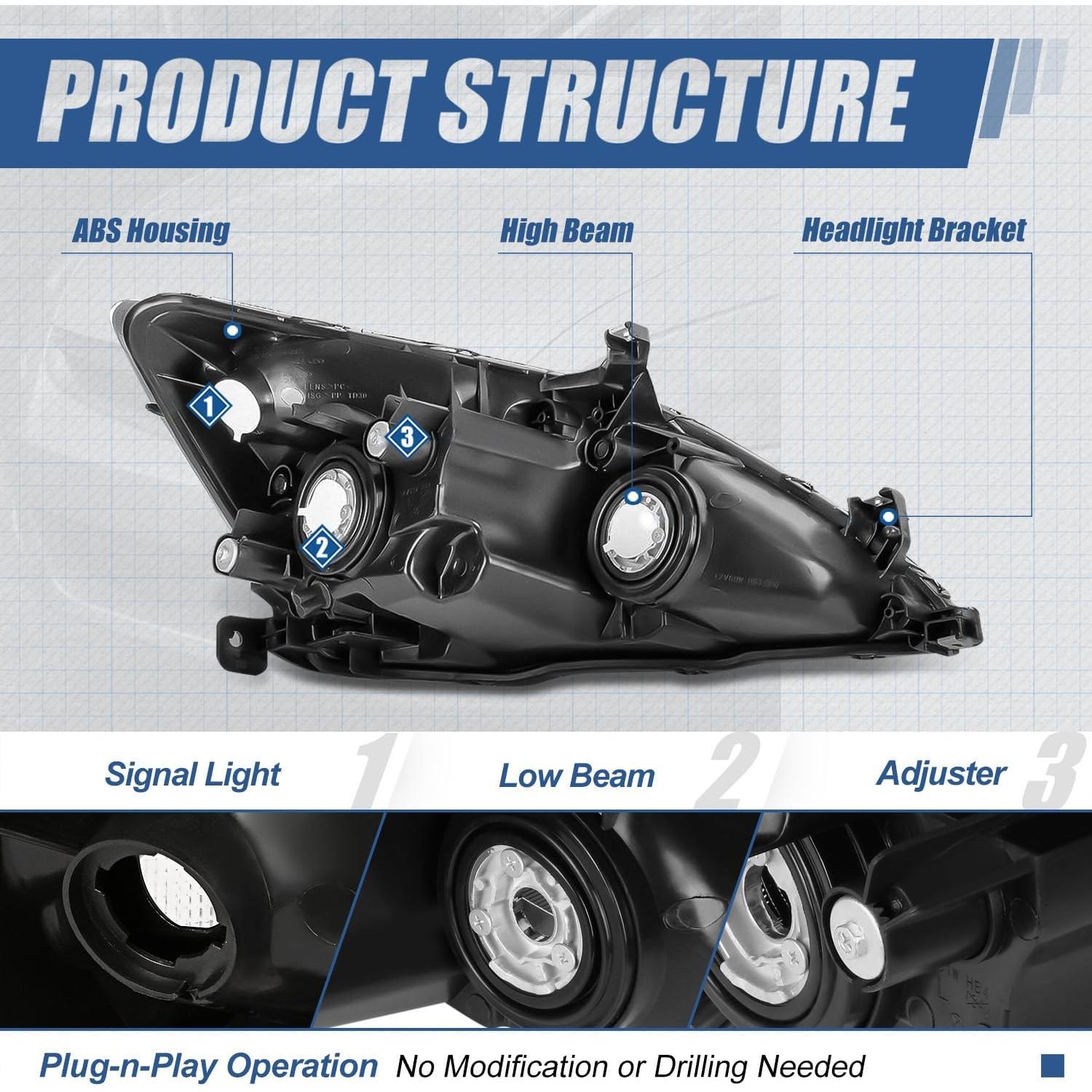 Conjunto de Faros Halógenos Auto Dynasty para Honda Accord 2003-2007