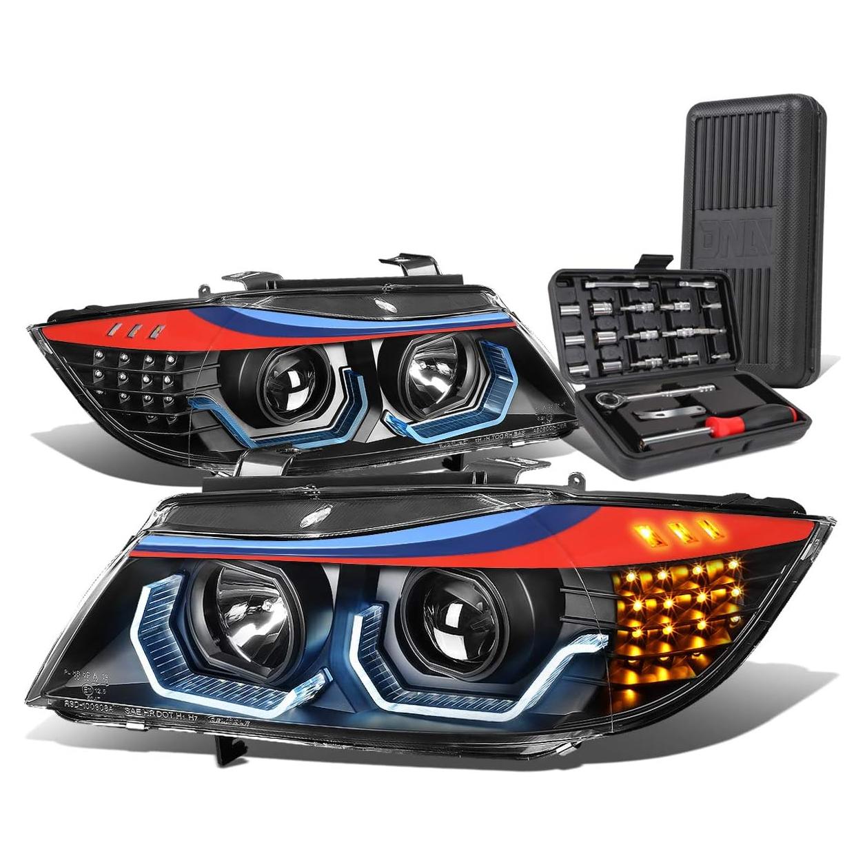 Faros Halógenos Auto Dinastía 3D LED Azul para BMW E90