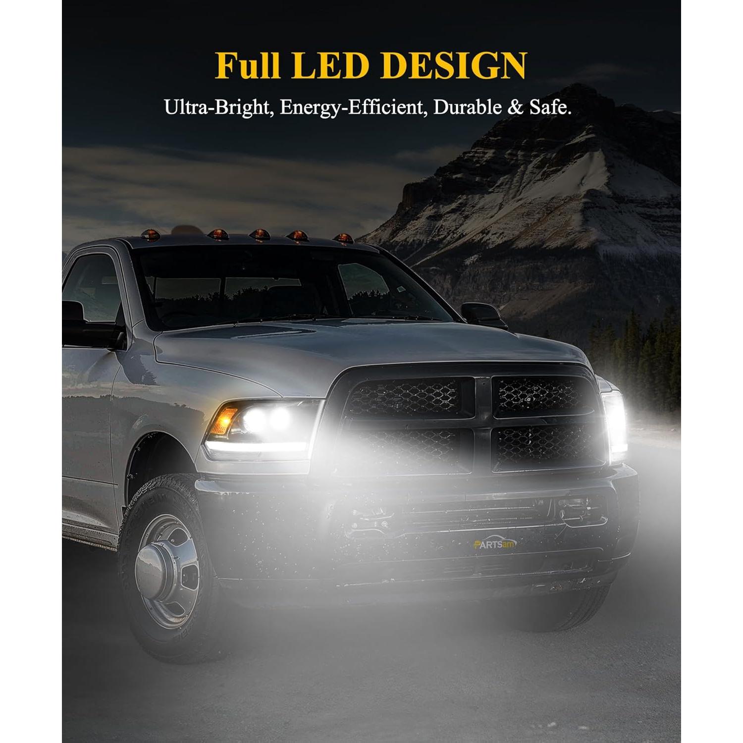 Faros LED Completo Par Partsam para Ram 1500/2500/3500 2009-2018