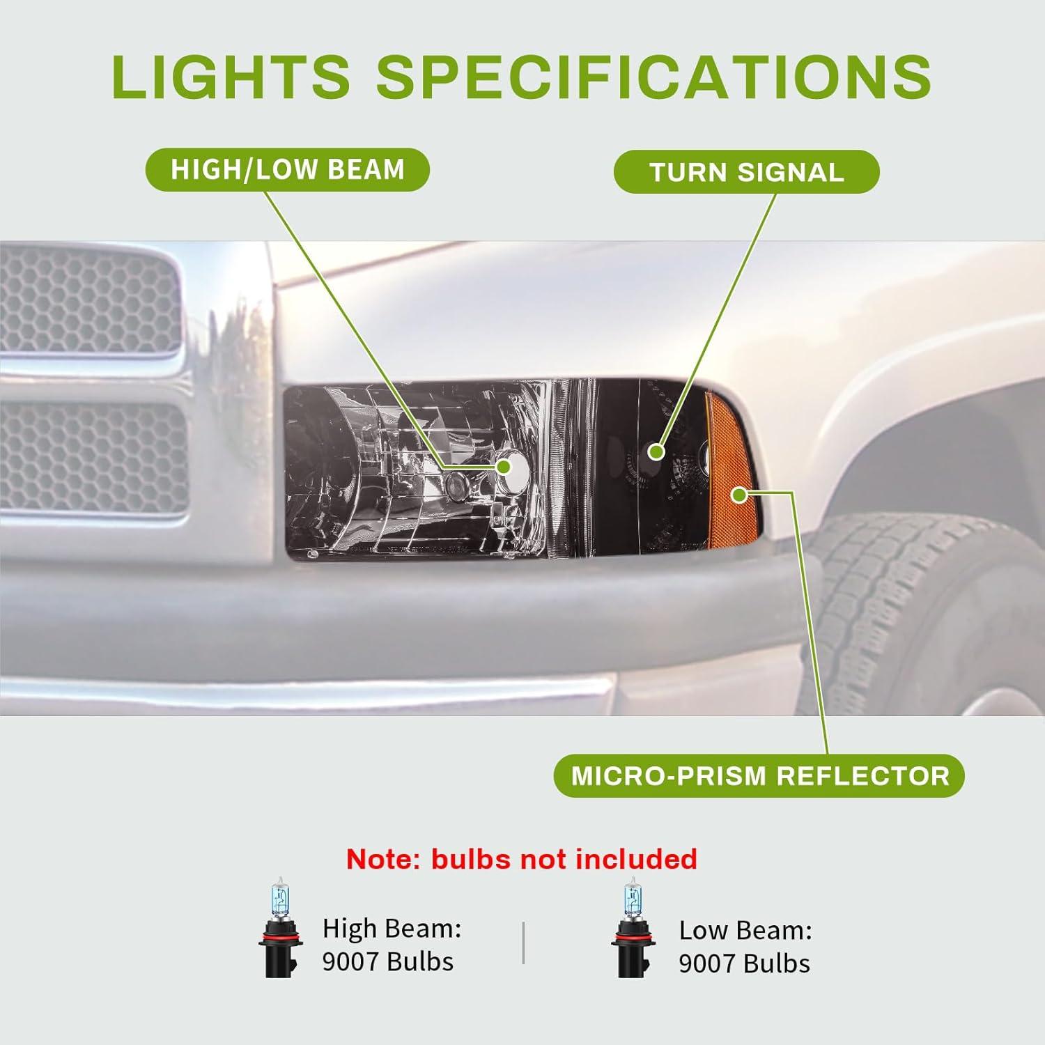 Conjunto de Faros AUTOSAVER88 para Dodge Ram 1994-2002