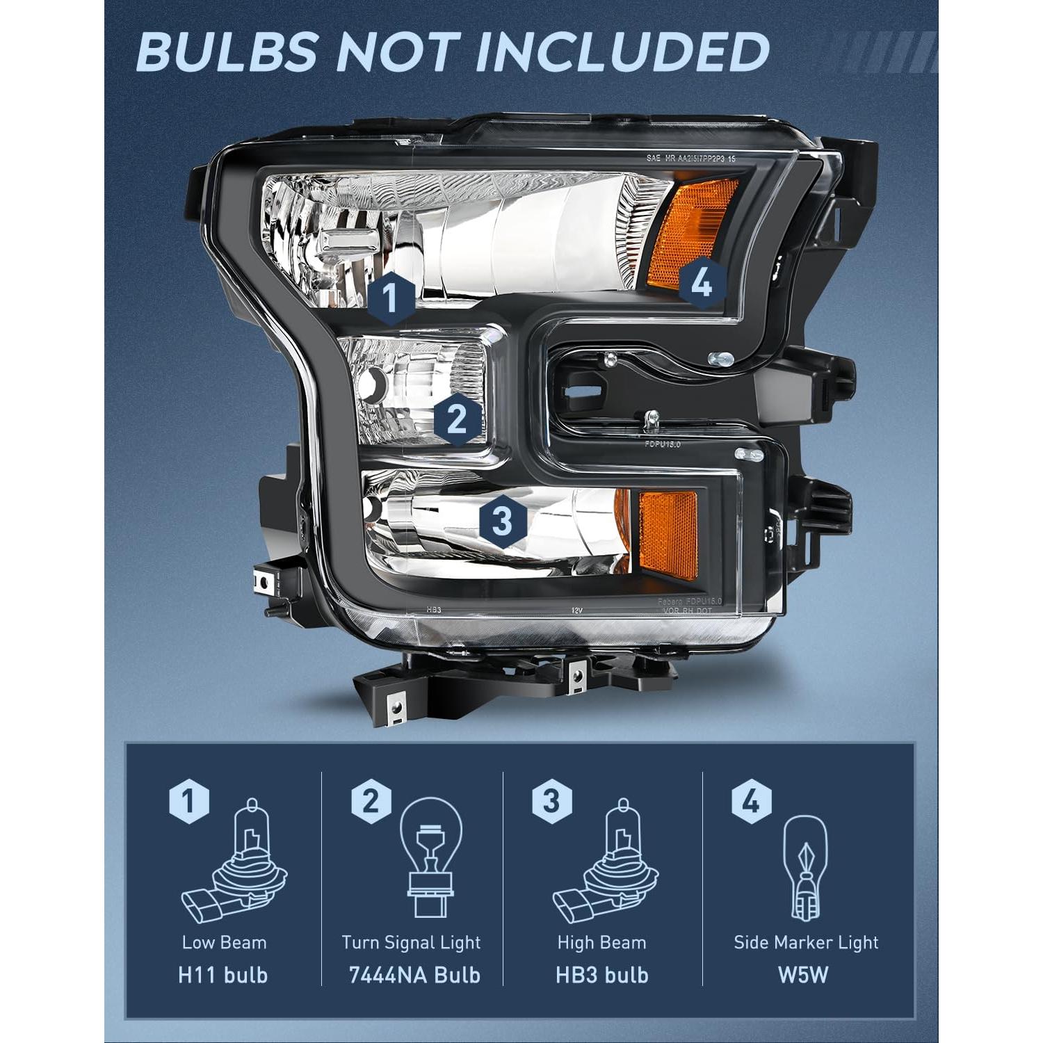 Faros Nilight para Ford F-150 2015-2017 Carcasa Negra