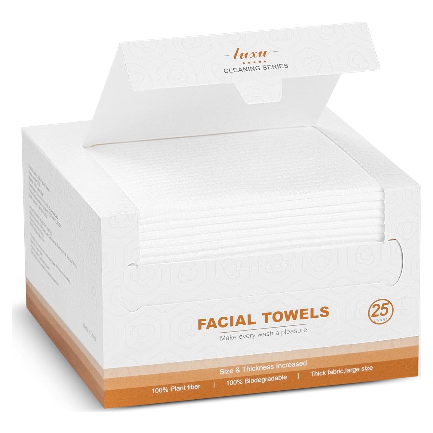 Toallas Faciales LUXU Desechables 25 Piezas Suaves y Gruesas