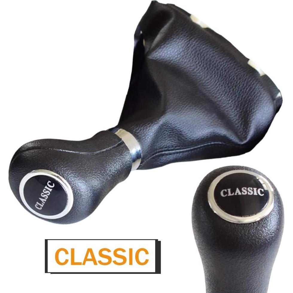 Automatic Gear Shift Knob Lever with Gaiter Boot Leather Cover for Mercedes-Ben-z C Class W203 W209 Classic Avantgarde Elegance (Classic)