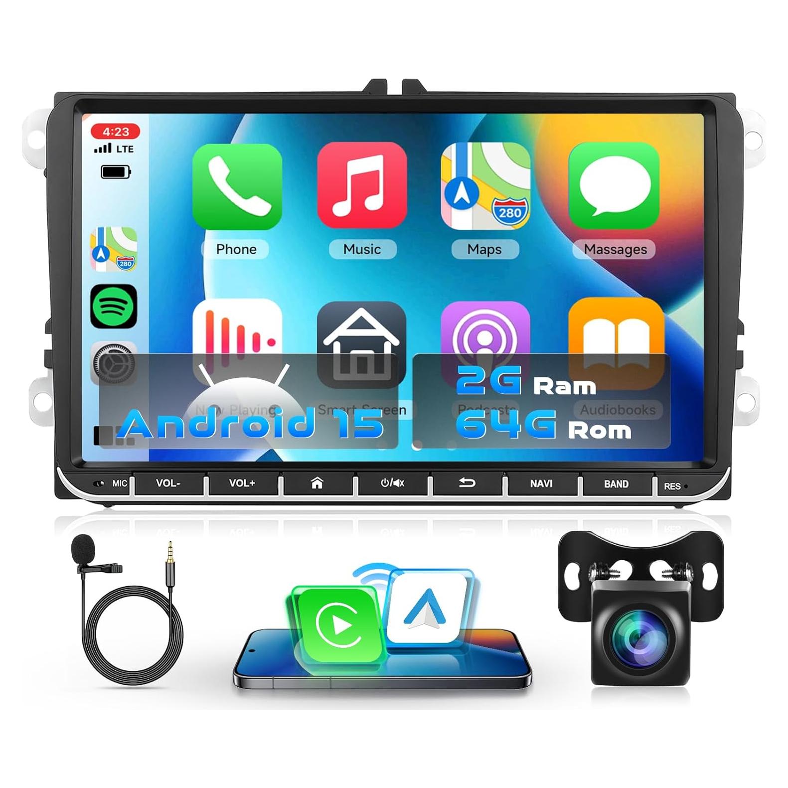 Estéreo Doble Din Android 9" VECHTEL 2GB 64GB CarPlay VW