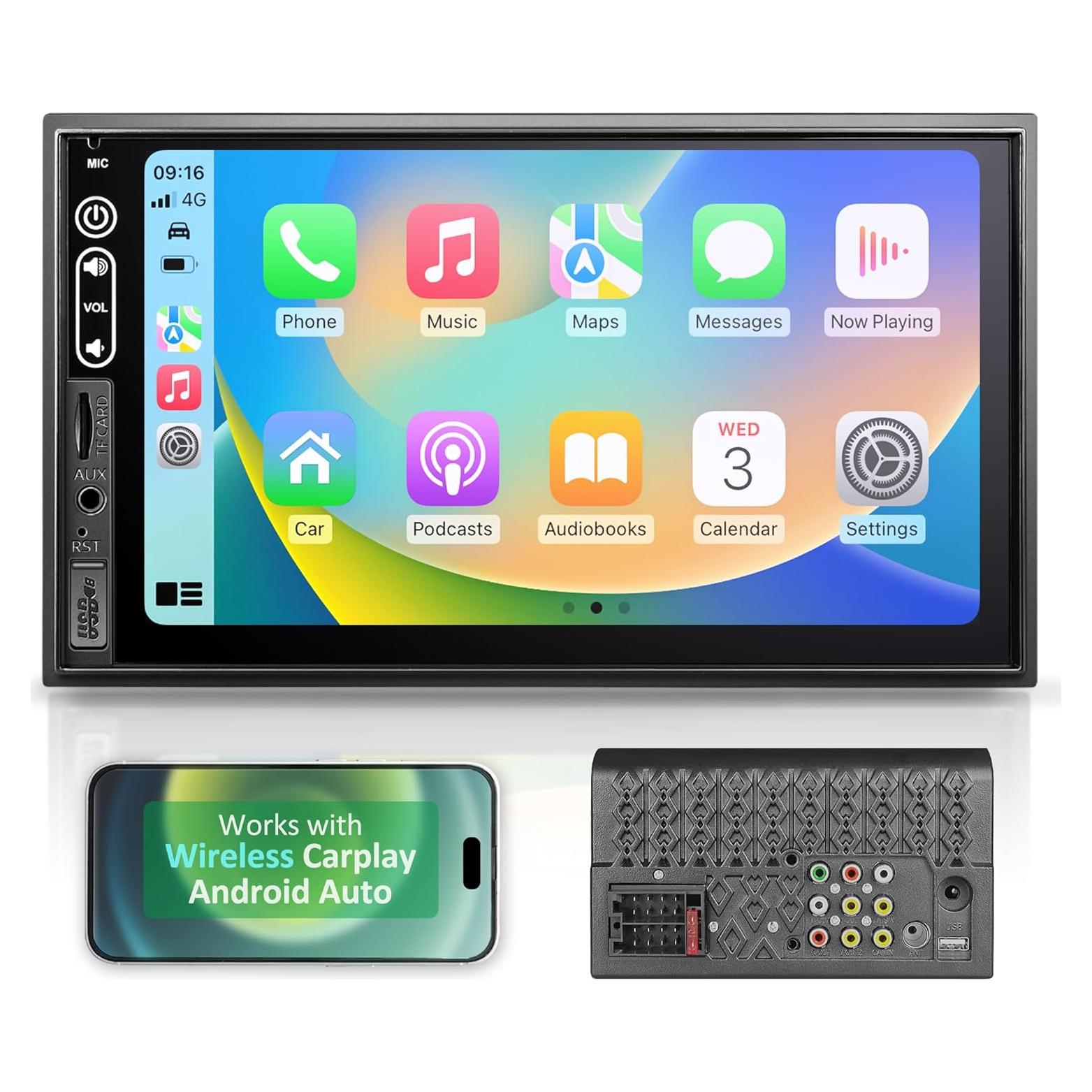 Estéreo de Coche Doble Din Corehan 7" Bluetooth CarPlay Android Auto