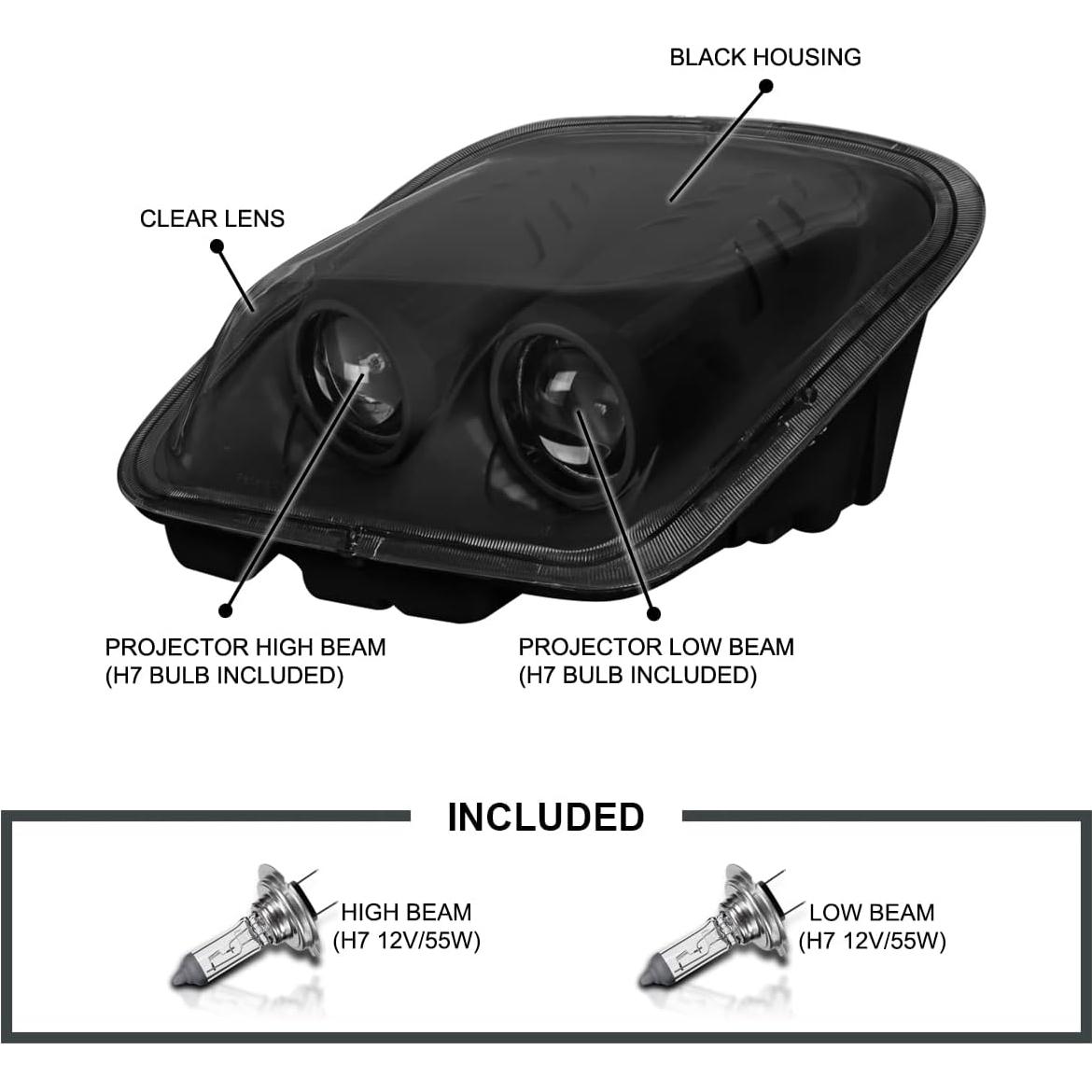 Faros Proyector Negro Spec-D Tuning para Chevy Corvette C5 1997-2004