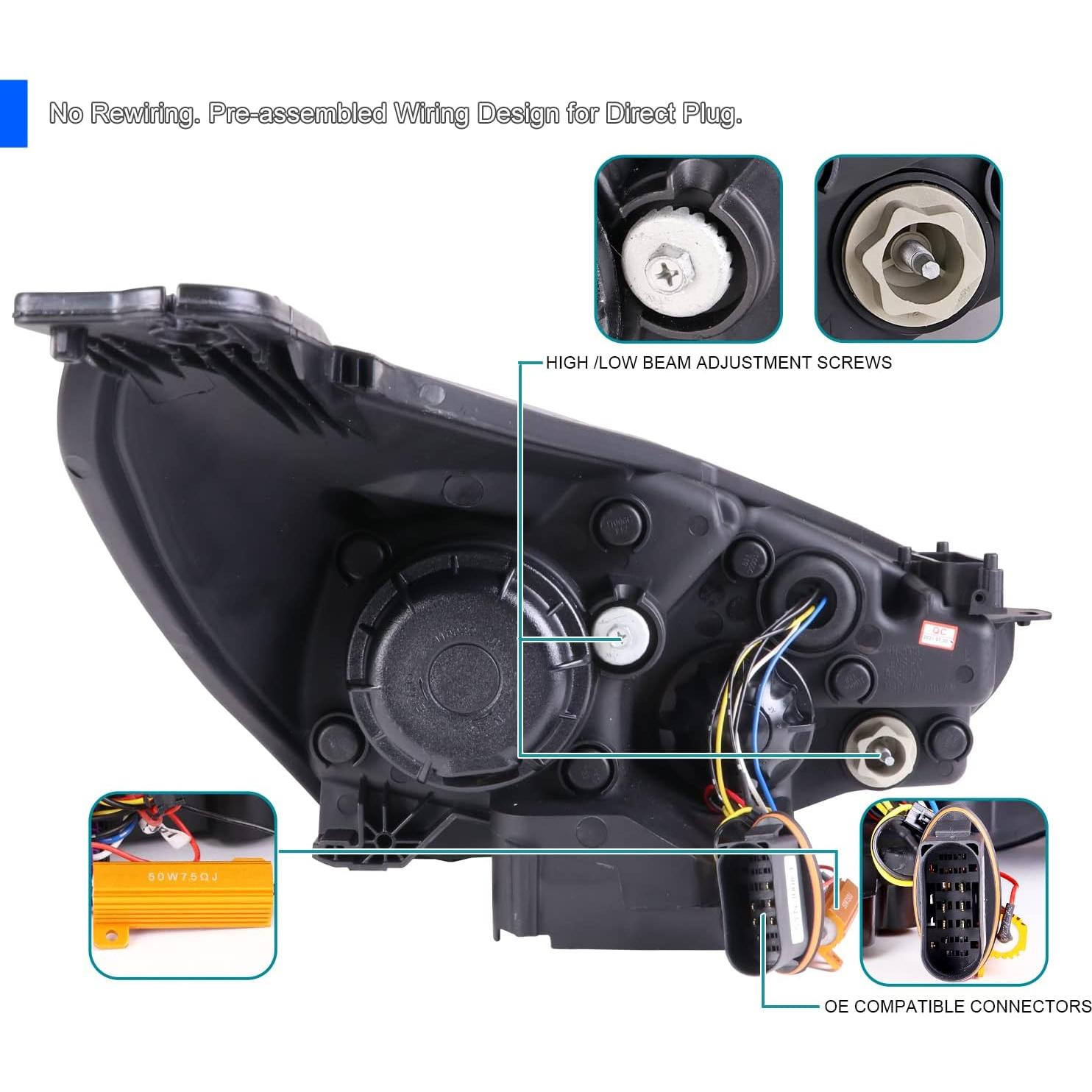 Faros Proyector SPEC-D Tuning Cromados para Ford Focus 2015-2018