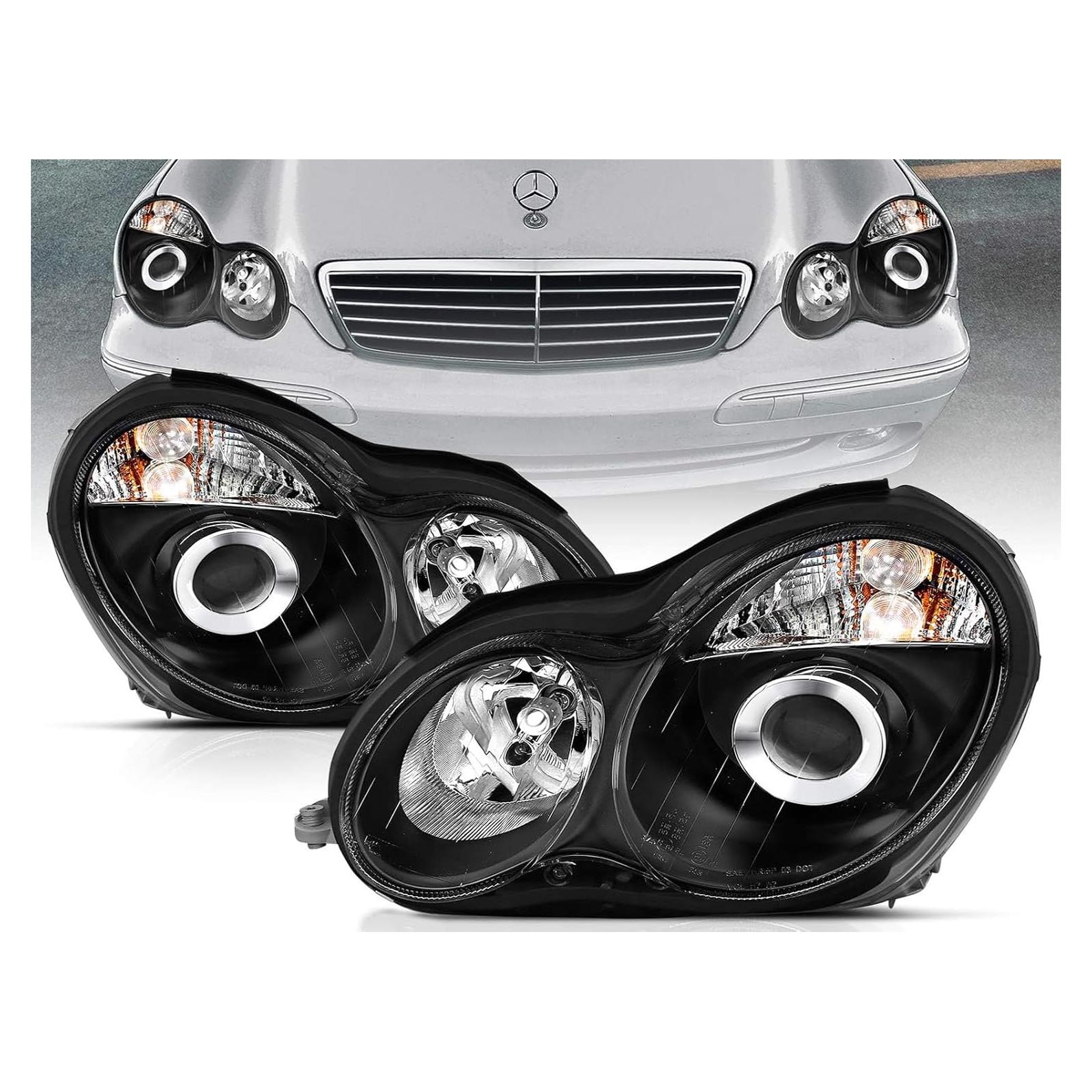 Conjunto de Faros Proyector Negro SPPC para Mercedes-Benz W203